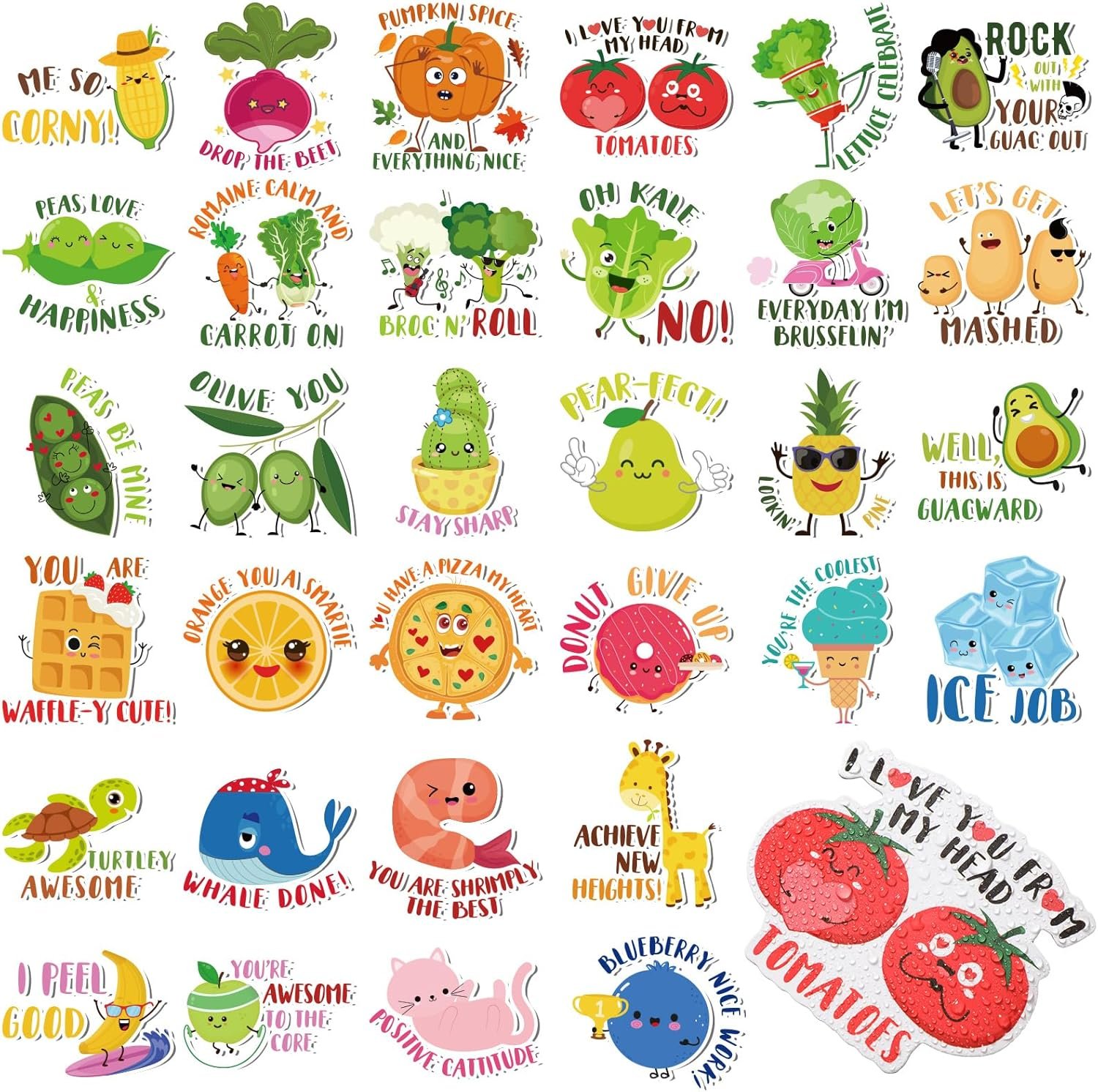 wholesale kanayu 32 pcs funny magnets for fridge puns gifts cute food magnets for refrigerator home office kitchen car decoration(veggie and fruit) factory & supplier oem