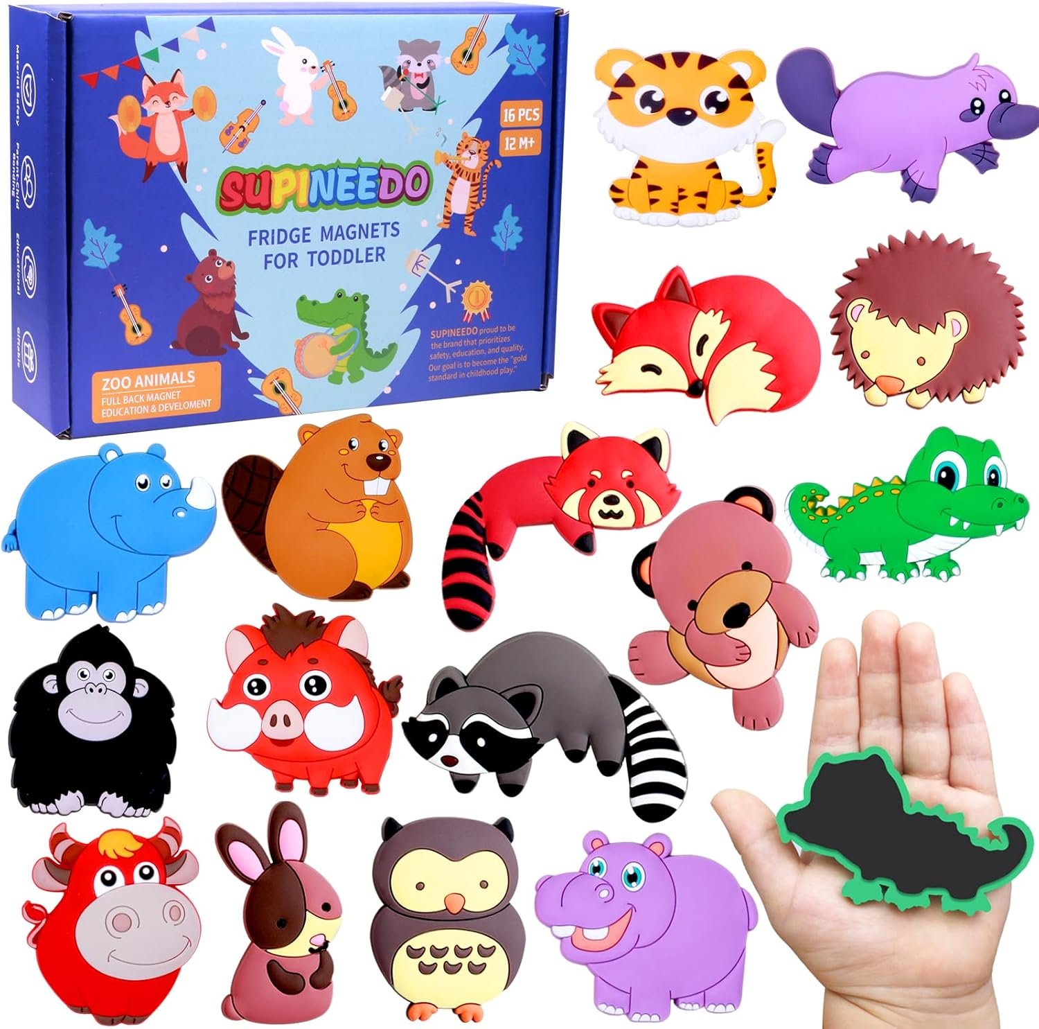 wholesale supineedo fridge magnet for toddlers 1-3，kids magnets for fridge (16 pcs animals magnet box) factory & supplier oem