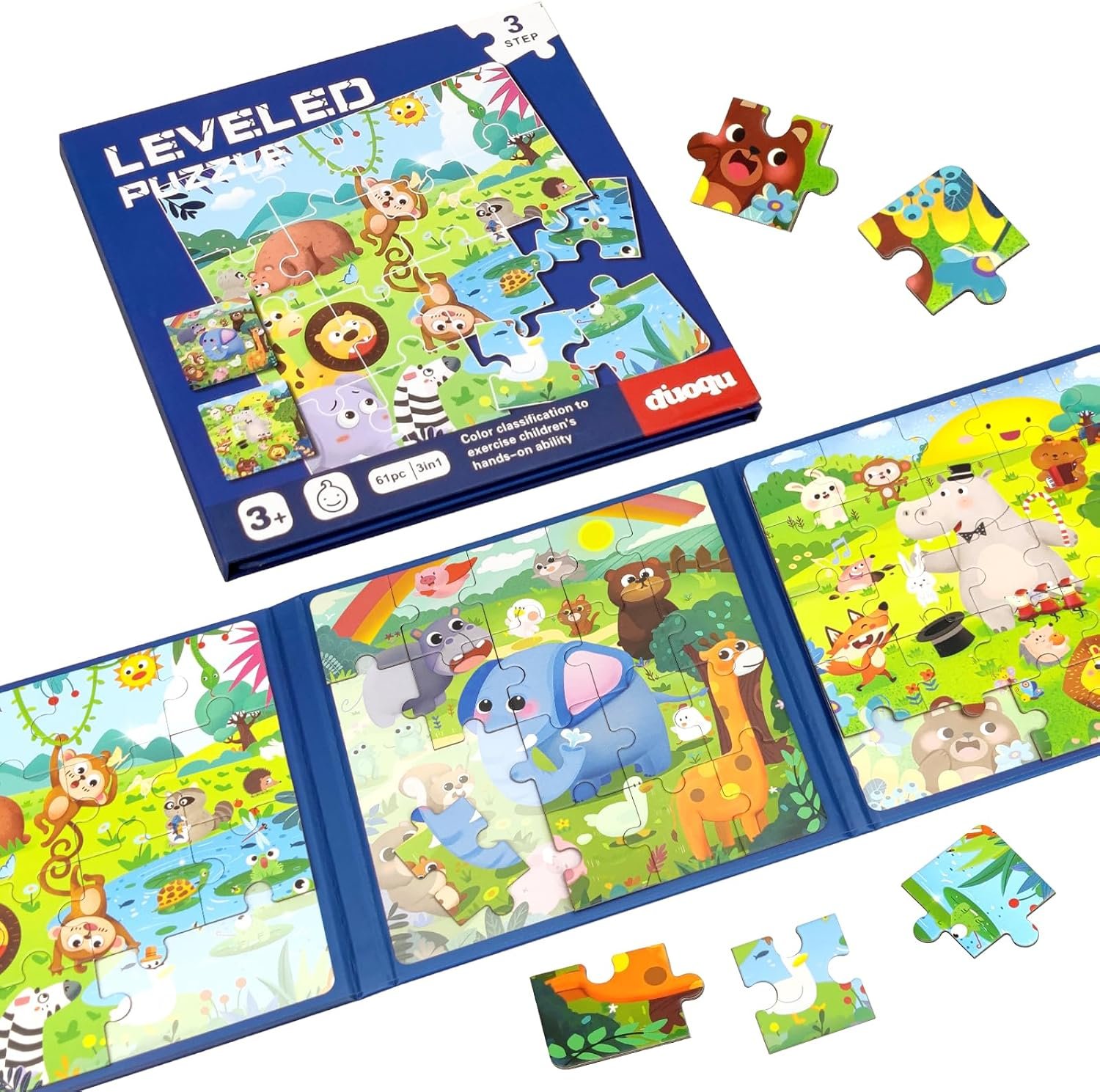wholesale magnetic puzzles for kids ages 3-5, 3 in 1 animals world toddlers magnet jigsaw puzzle book, kids travel road trip puzzle toys for boys and girls ages 4-8 (animal world(16-20-25)) factory & supplier oem