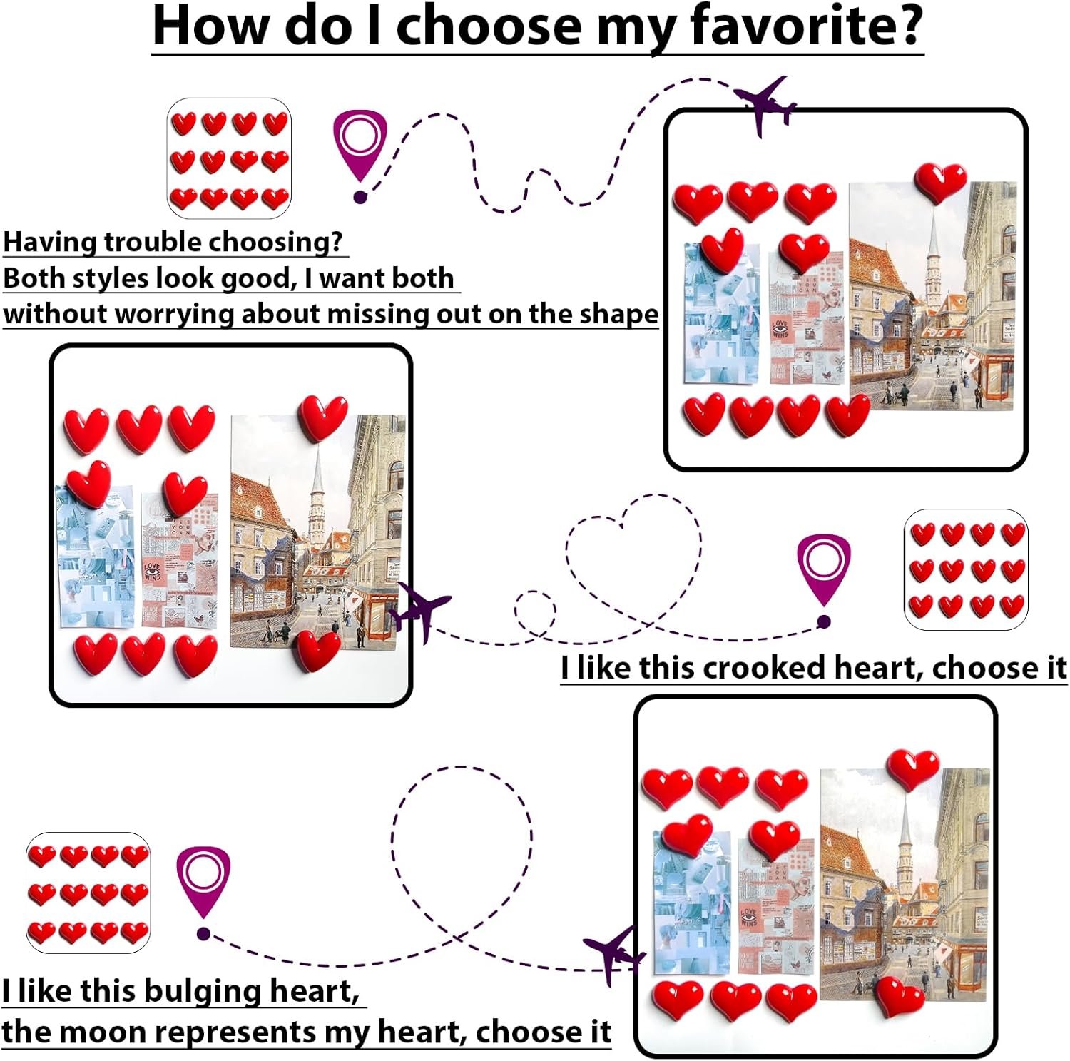 wholesale 12pcs love heart refrigerator magnets cute magnet for fridge 1.07 * 1.07 inch middle size red color love heart decorative whiteboard magnet set factory & supplier oem
