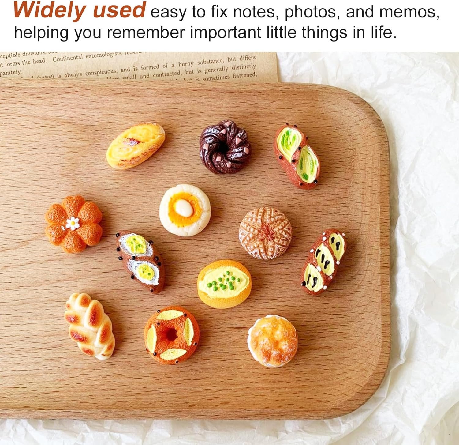 wholesale 24pcs mini bread fridge magnets, fun 3d resin decorative refrigerator magnets, funny small food magnets for fridge, cute colorful decoration, for whiteboard fridge lockers kitchen office home factory & supplier oem