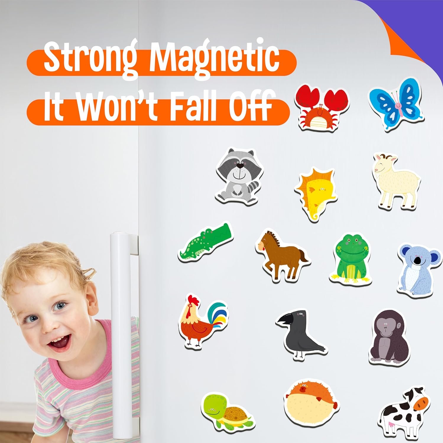 wholesale 50 pcs animal magnets, adorable magnetic animal -wild animal, farm animal & marine animal-thick refrigerator magnets cute educational learning toys for kids 3+ factory & supplier oem