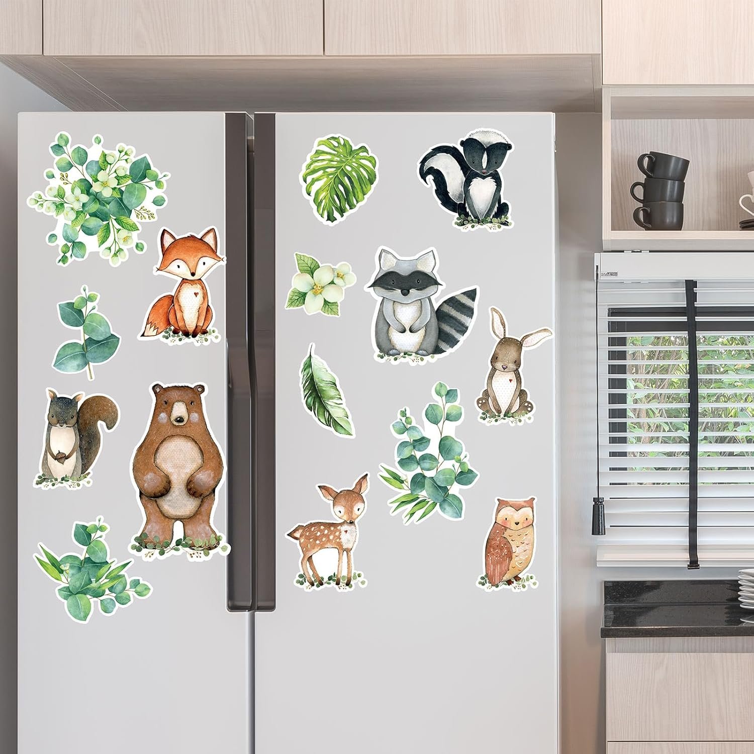 wholesale whaline 15pcs woodland animals refrigerator magnets watercolor forest animal greenery fridge magnet decals nature theme garage magnet for baby shower birthday party spring supplies factory & supplier oem