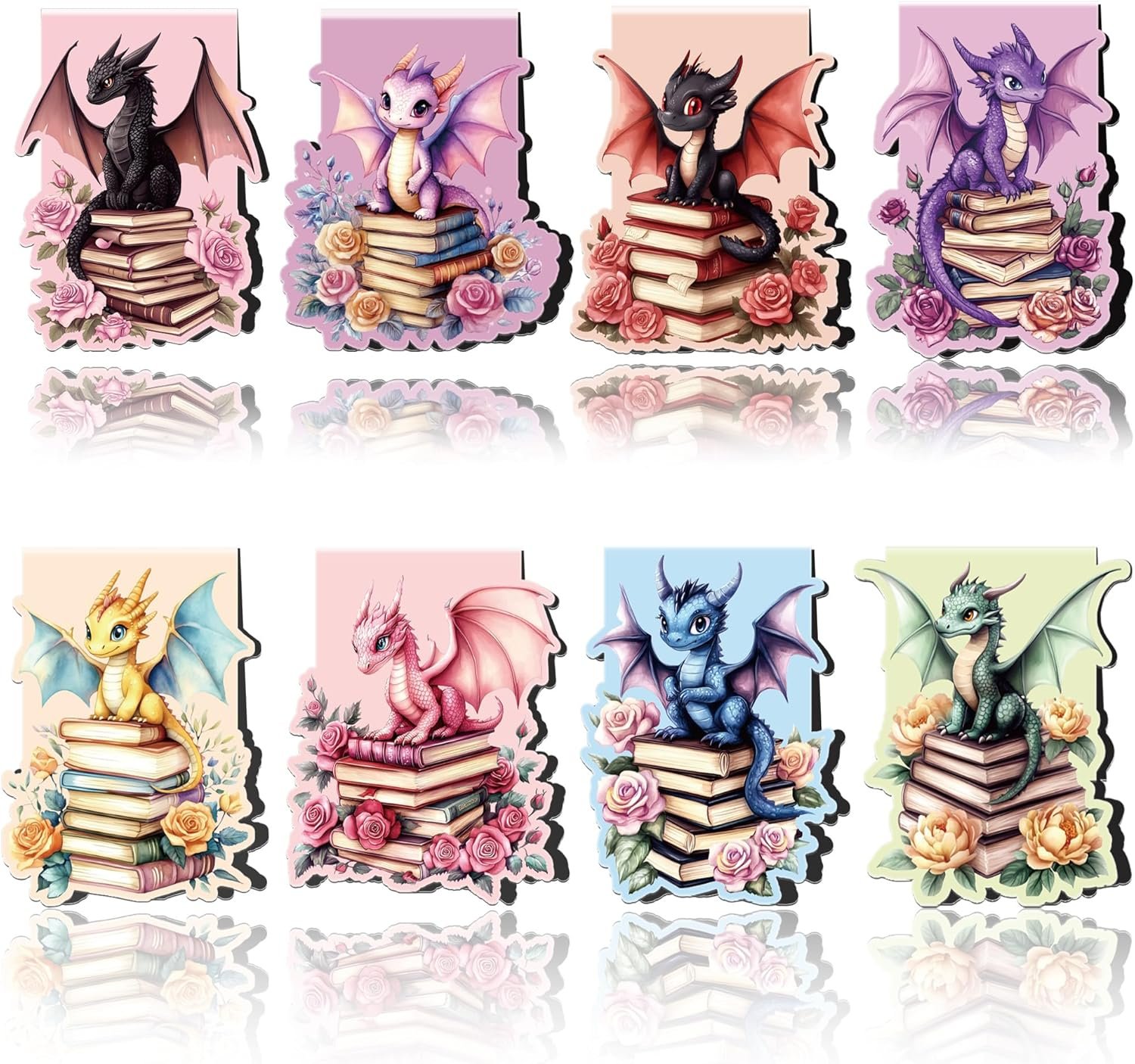 wholesale dragon magnetic bookmarks: 8 pcs floral & cute animals magnet book markers for reading kids boys girls, unique dragon book mark clips, gifts for novel lovers readers, school office supplies factory & supplier oem