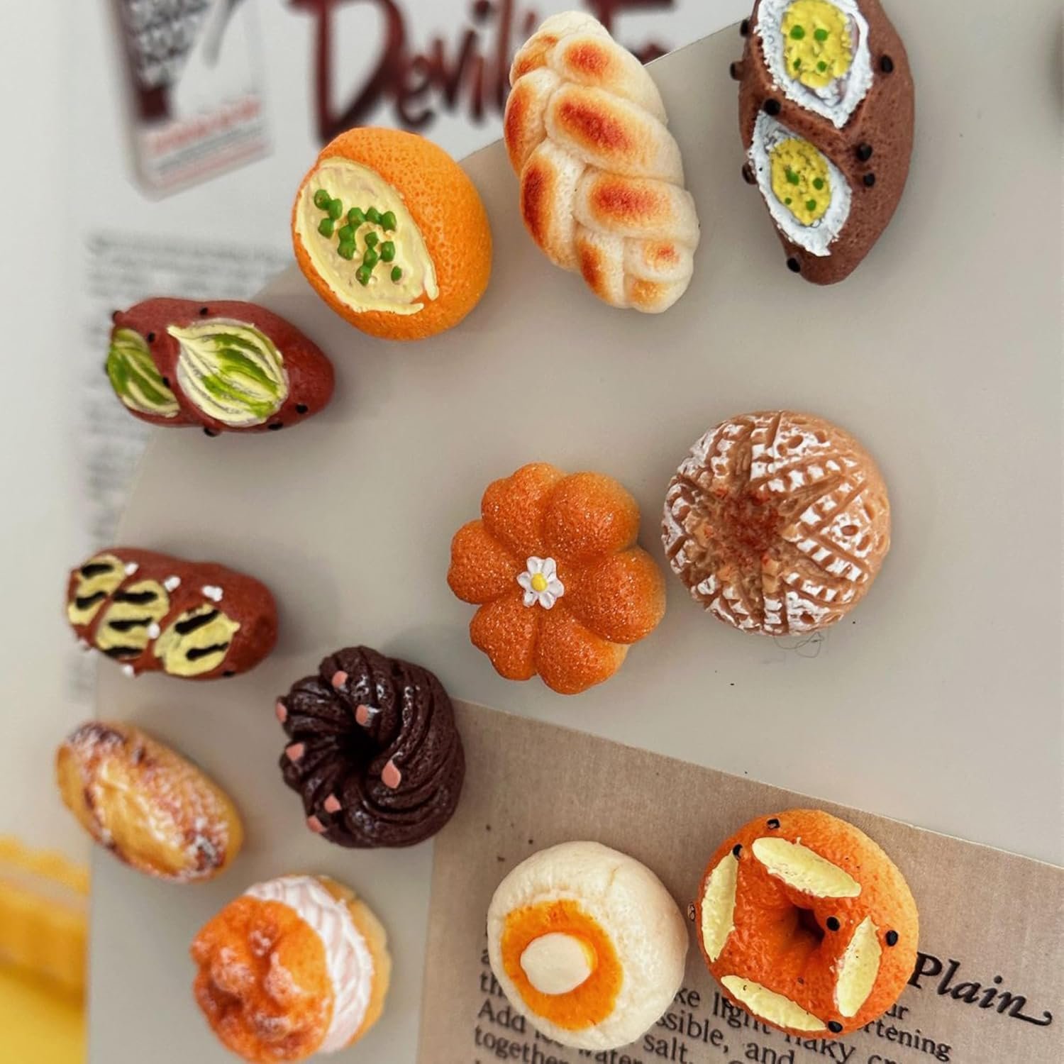wholesale fridge magnets set - 12 mini bread-themed magnet cute magnetic refrigerator accessories small decorative kitchen magnets for notes, photos and organization factory & supplier oem