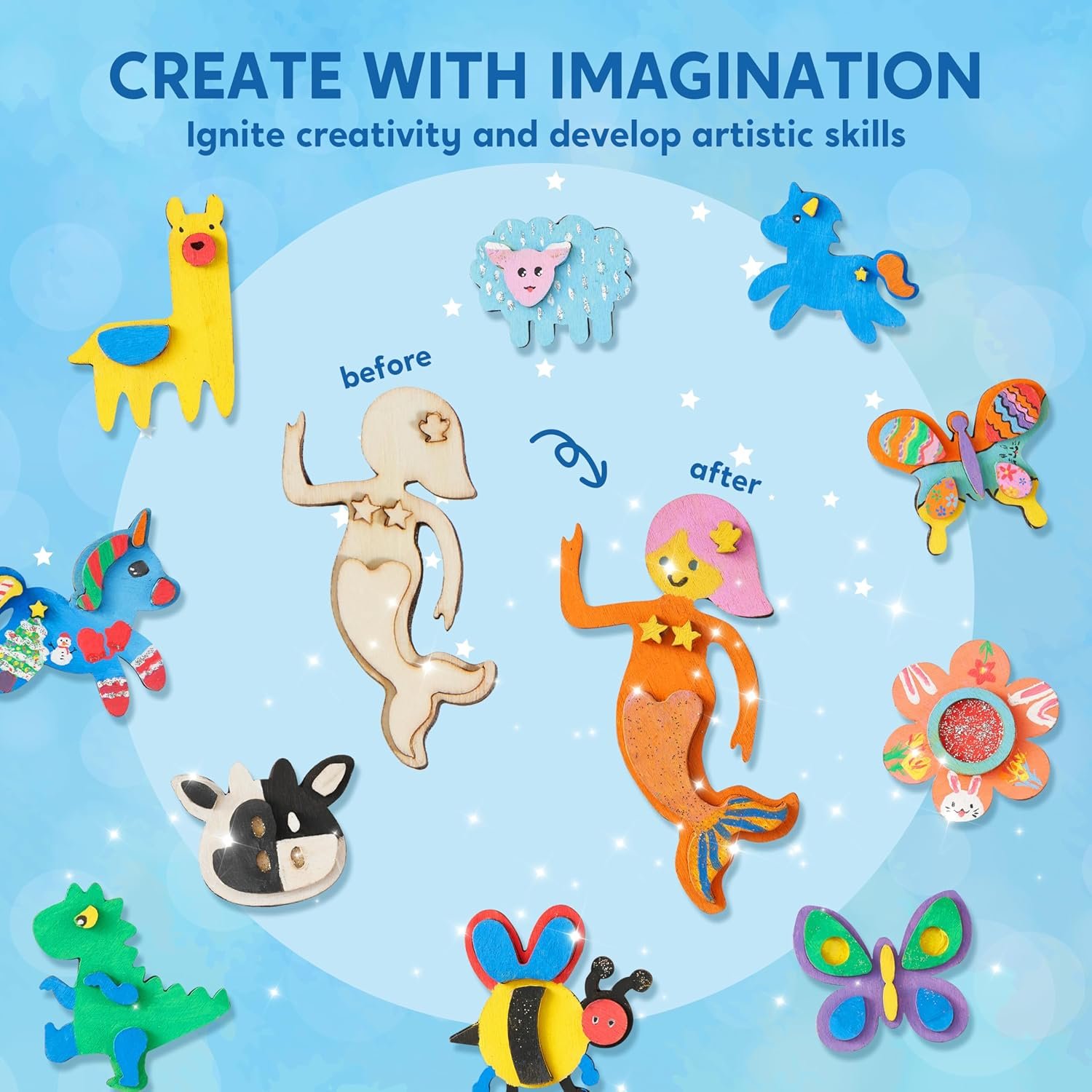 wholesale joyin 12 wooden magnet creativity arts & crafts painting kit for kids, decorate your own painting gift for easter basket stuffers, birthday parties and family crafts, party favors for boys girls factory & supplier oem