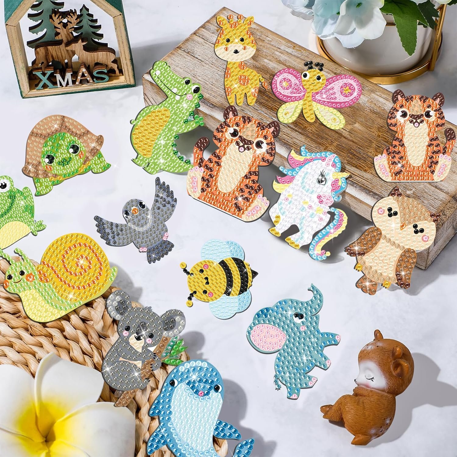 wholesale 16 pcs diamond art magnets for adults animals diamond painting refrigerator magnets rhinestones art stickers kits for fridge diy crafts toy gifts factory & supplier oem