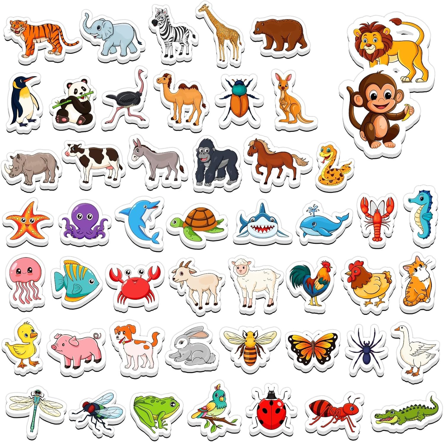 wholesale animal magnets, 50 pcs fridge magnets for kids, refrigerator magnets for toddlers farm animals wild zoo sea ocean animals educational learning magnetic toys for whiteboard baby preschool factory & supplier oem