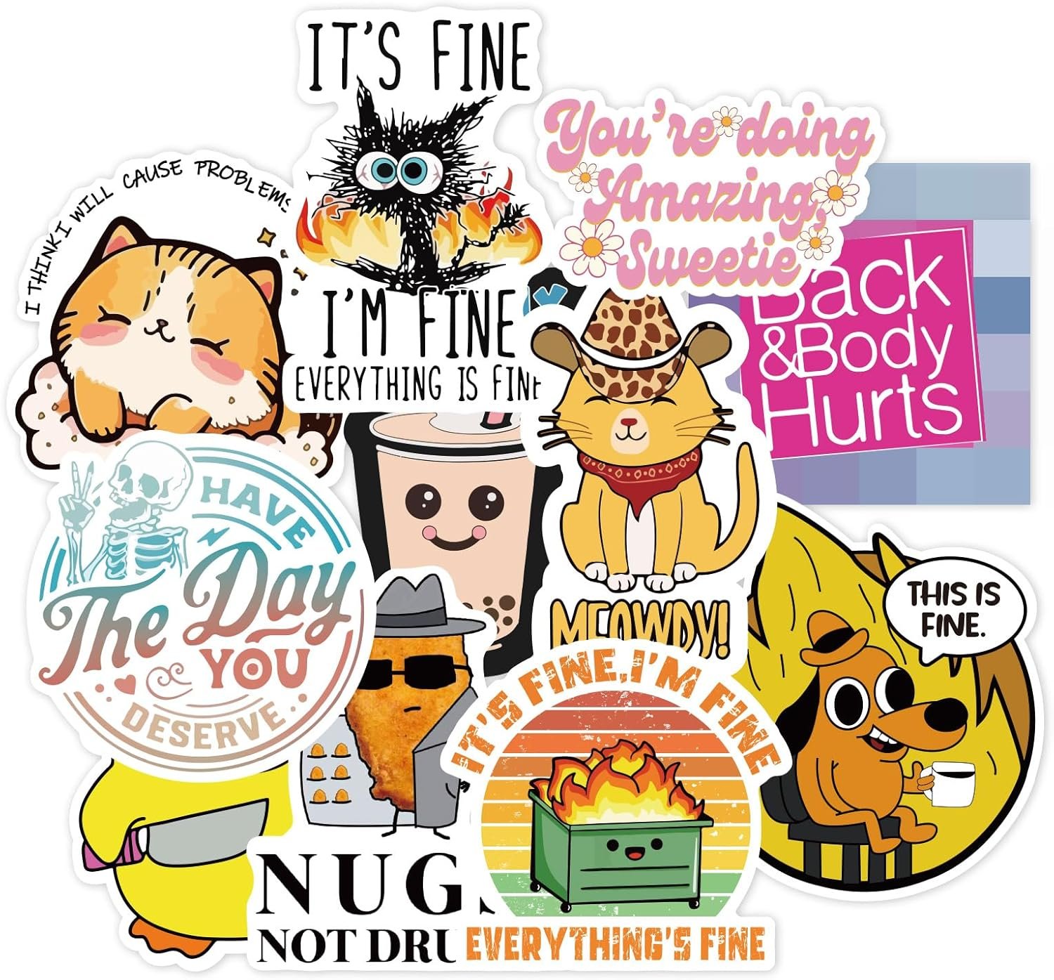 wholesale 13pcs funny meme magnets for fridge - funny fridge magnet adults refrigerator fun cute meme this is fine dog duck dumpster fire anime magnetics for the office home kitchen car decoration factory & supplier oem