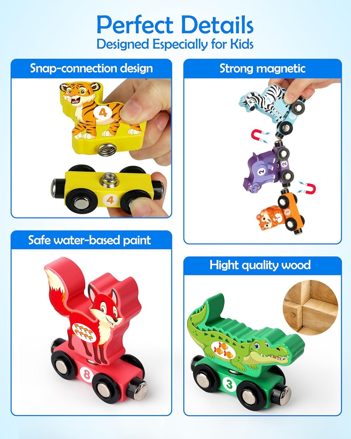 wholesale vanmor wooden train set for toddlers, magnetic animal number train toys for ages3-5, toddler learning toys, fine motor skills educational toys, preschool activities, toddler boy girl gifts factory & supplier oem