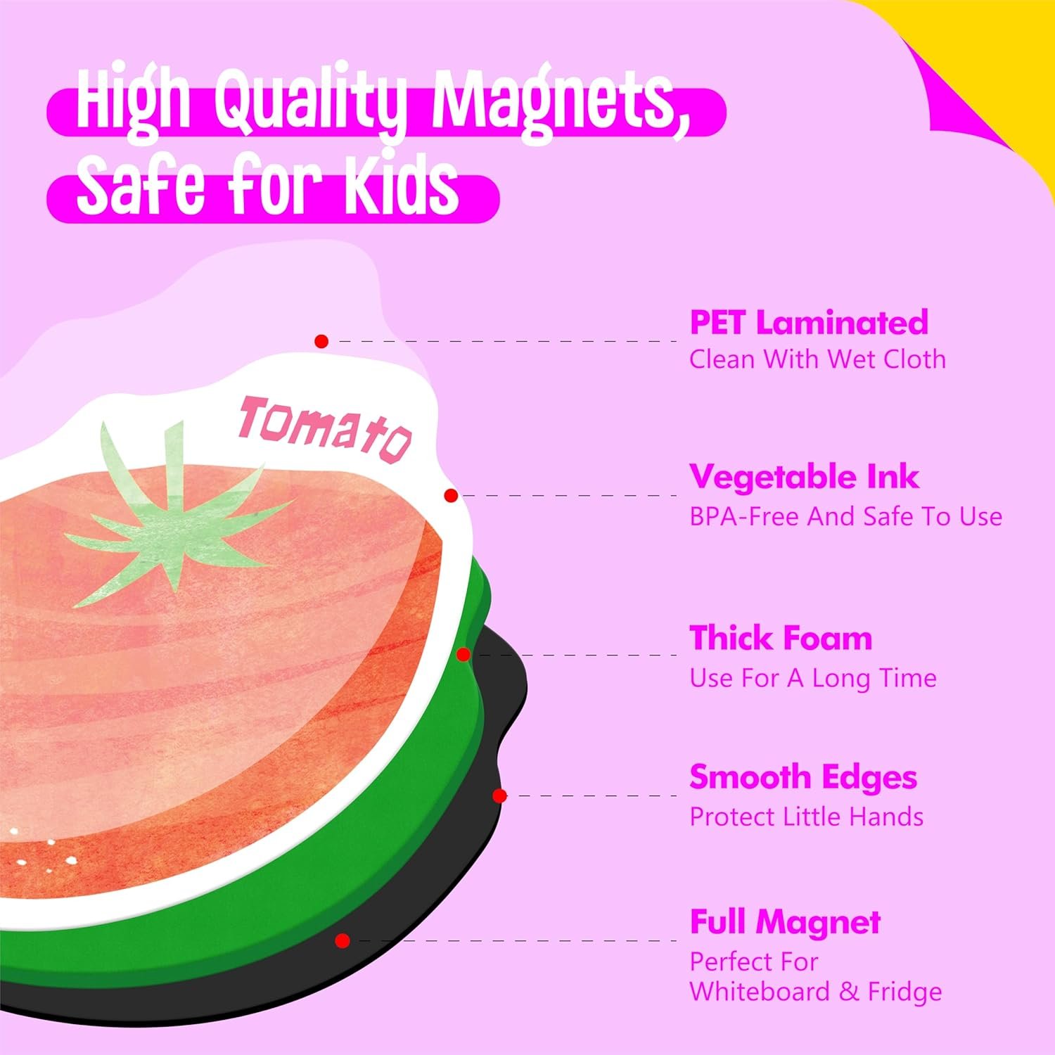 wholesale 35 pcs fruit & vegetable magnets, adorable magnetic fruits veggies thick foam fridge magnets cute educational learning toys for toddles kids factory & supplier oem