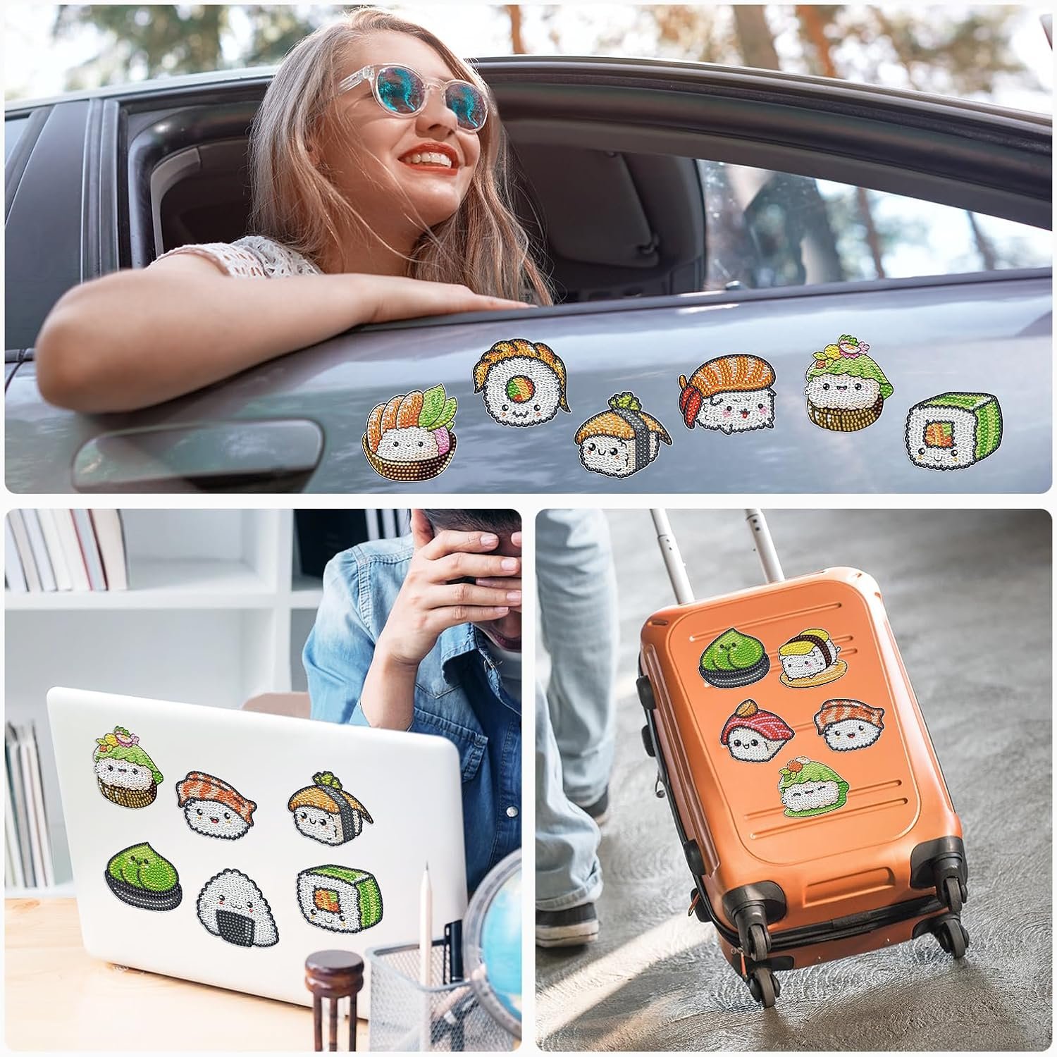 wholesale sitsink sushi diamond art magnets - cute food theme diamond painting refrigerator stickers, 3d gem art rhinestone crafts kit for adult women factory & supplier oem
