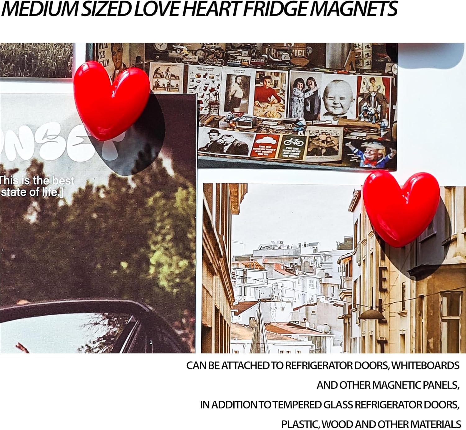 wholesale 12pcs love heart refrigerator magnets cute magnet for fridge 1.07 * 1.07 inch middle size red color love heart decorative whiteboard magnet set factory & supplier oem