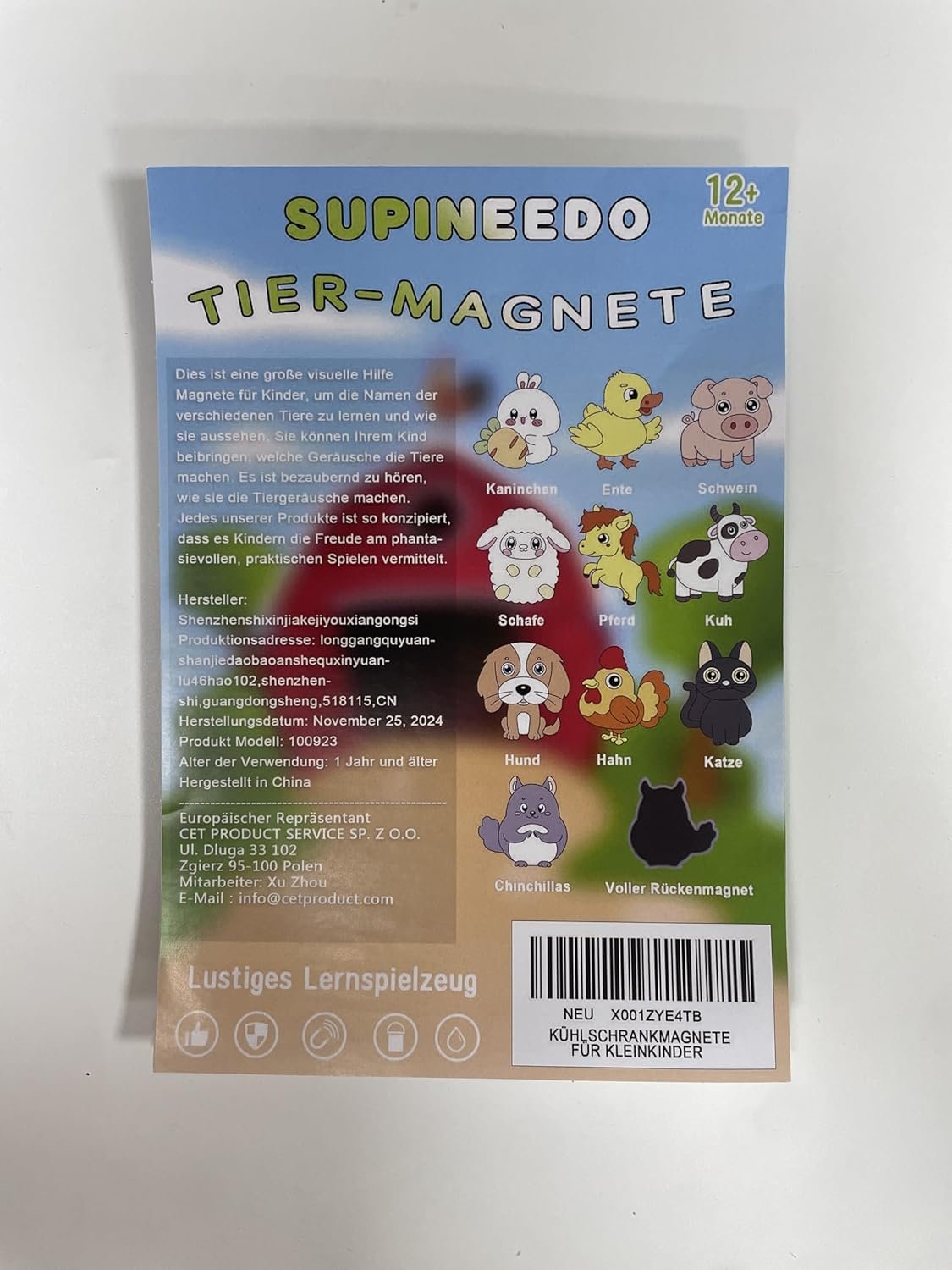 wholesale supineedo refrigerator magnets for kids, cute farm animals fridge magnet for toddlers 1-3 kids magnets for fridge baby educational gift, full back magnetic toddler magnets factory & supplier oem