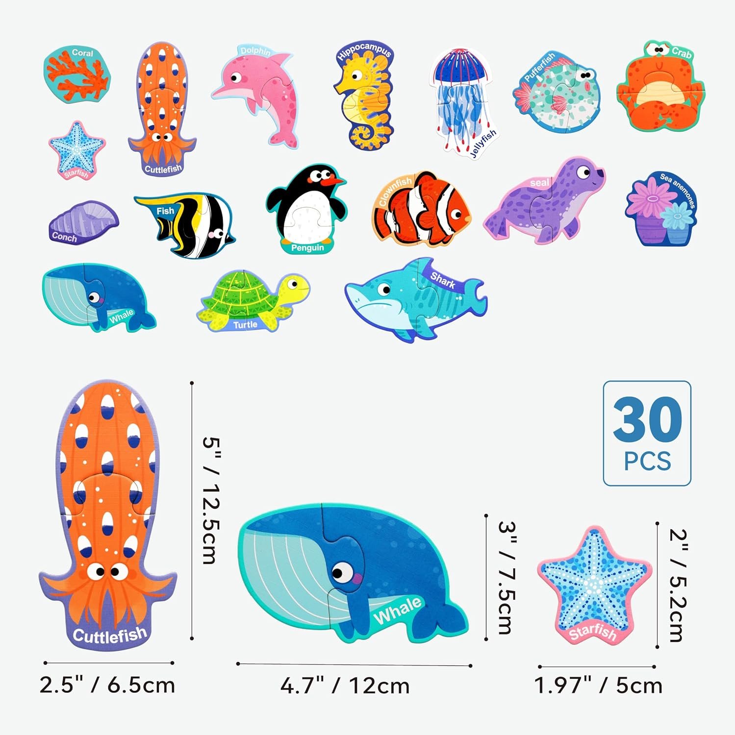 wholesale dotimo 30 pcs magnetic puzzle of fun ocean animals - colorful puzzles for kids aged 3+ - a magnetic educational learning toy for toddlers aged 3-5 to develop hand-eye coordination factory & supplier oem