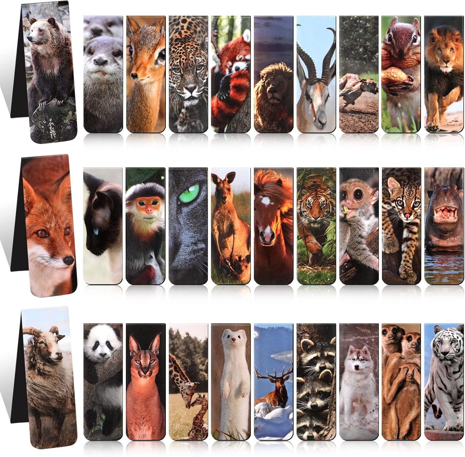 wholesale 30 pieces cute wild animal bookmarks for book lovers, magnetic bookmarks for boys girls magnet page clip marker multiple patterns for kids students reading school library supplies factory & supplier oem