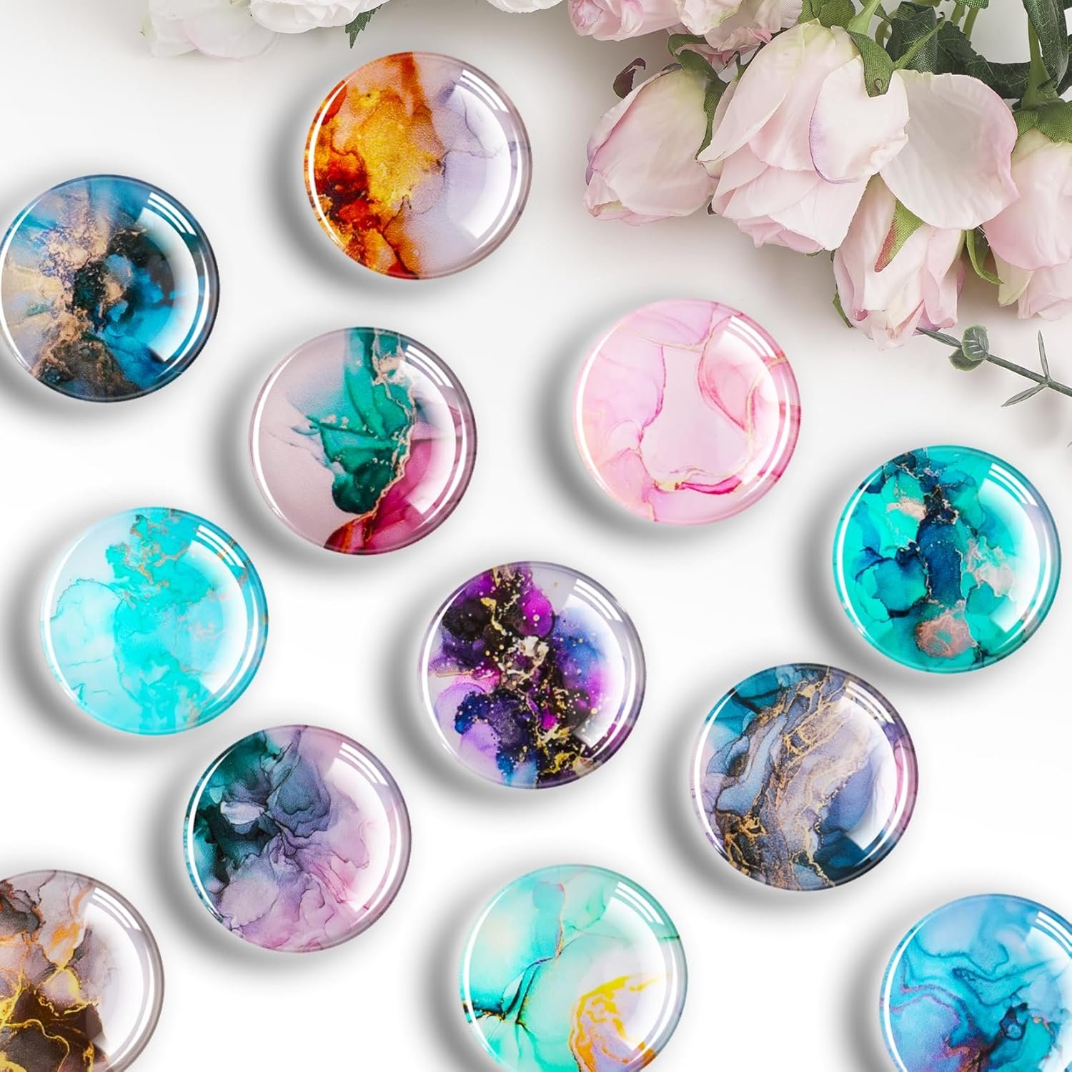 wholesale findmag 12 pcs cute fridge magnet sticker, glass refrigerator magnets, strong magnets for whiteboard, classroom, kitchen, office, home, cabinet, and photos factory & supplier oem