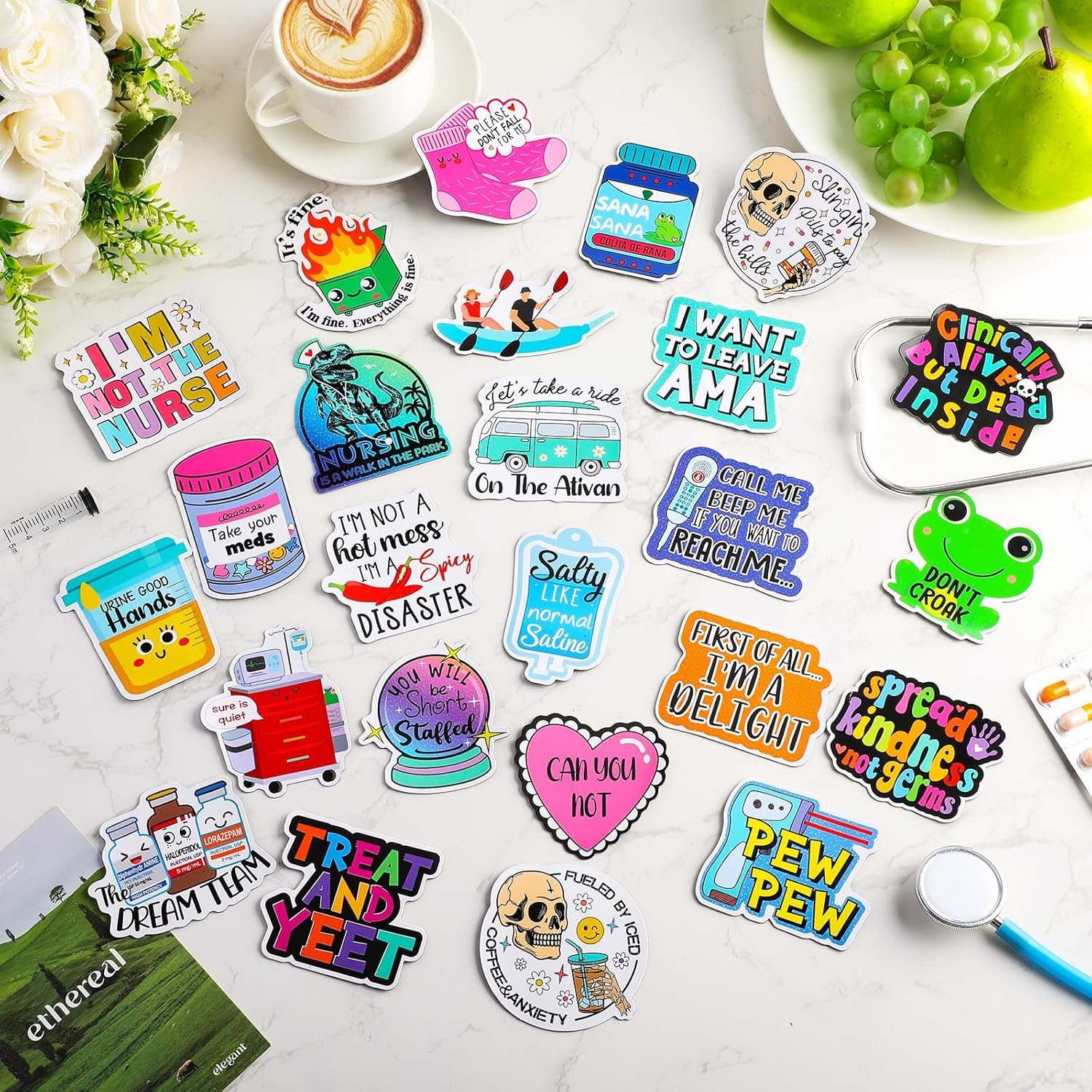 wholesale 25 pcs funny nursing magnets for locker whiteboard reusable medical themed magnets decal fun cool magnetic nurse week gifts for nurses fridge refrigerator office factory & supplier oem