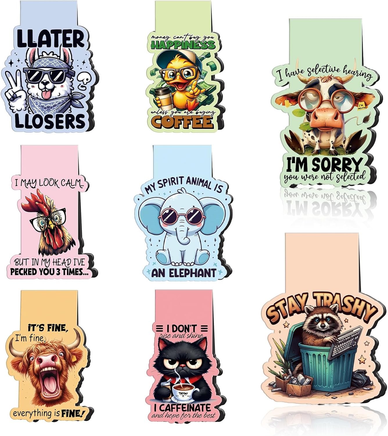 wholesale funny magnetic bookmark gifts - 8 pcs animals sarcastic bookmarks magnetic humorous cat duck cow elephant magnets book marks page clip gift for women men book lovers students teacher reading factory & supplier oem