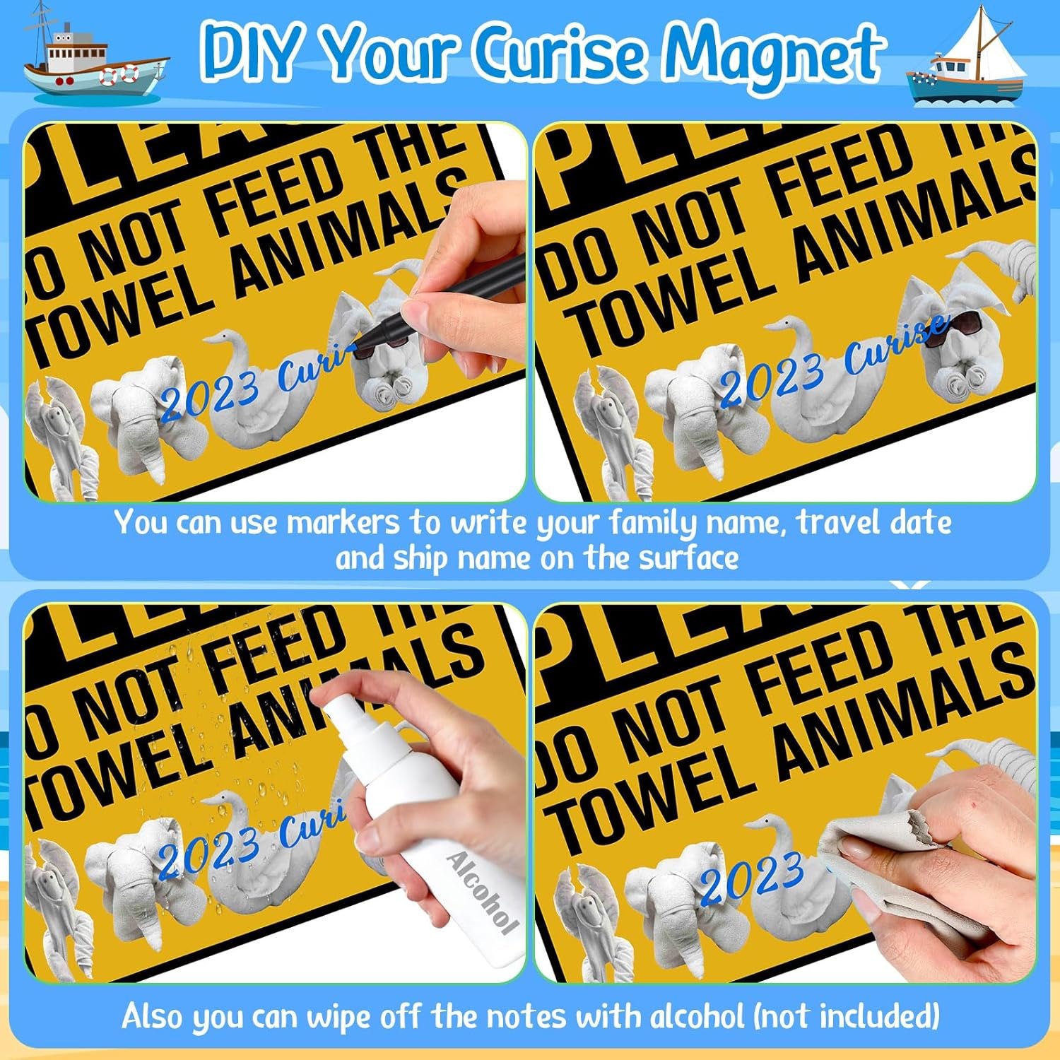 wholesale leifide 6 pcs cruise door decorations magnetic towel animals car magnets sticker ocean cruise ship door decorations funny fridge decor(assorted) factory & supplier oem