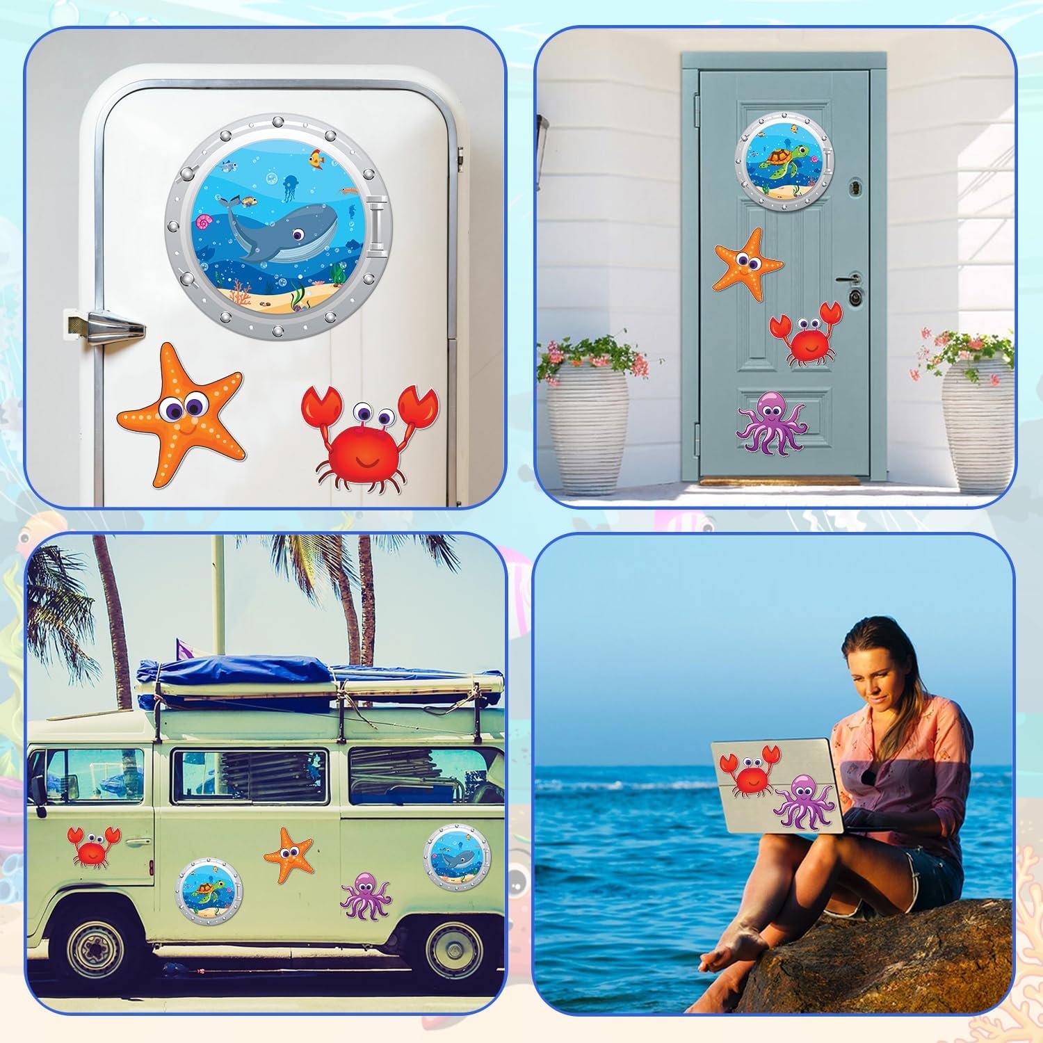 wholesale cruise door decorations magnetic - 5pcs large ocean animal cruise ship cabin door magnets decor, under the sea funny cruise magnet stickers for fridge refrigerator cars carnival party decor factory & supplier oem