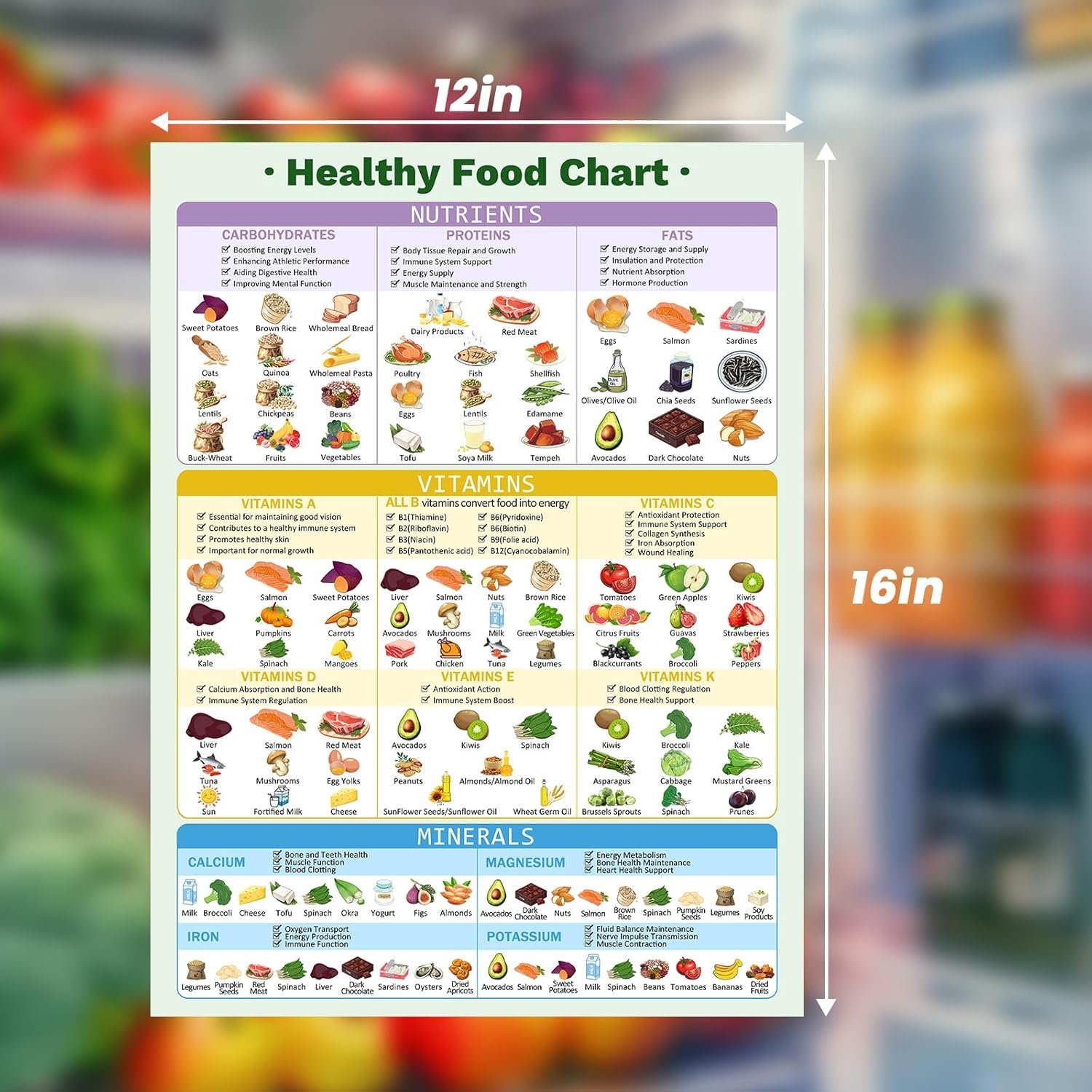 wholesale healthy food chart magnet, informative nutrition vitamins minerals fridge chart,nutrition posters,kitchen conversion chart-16