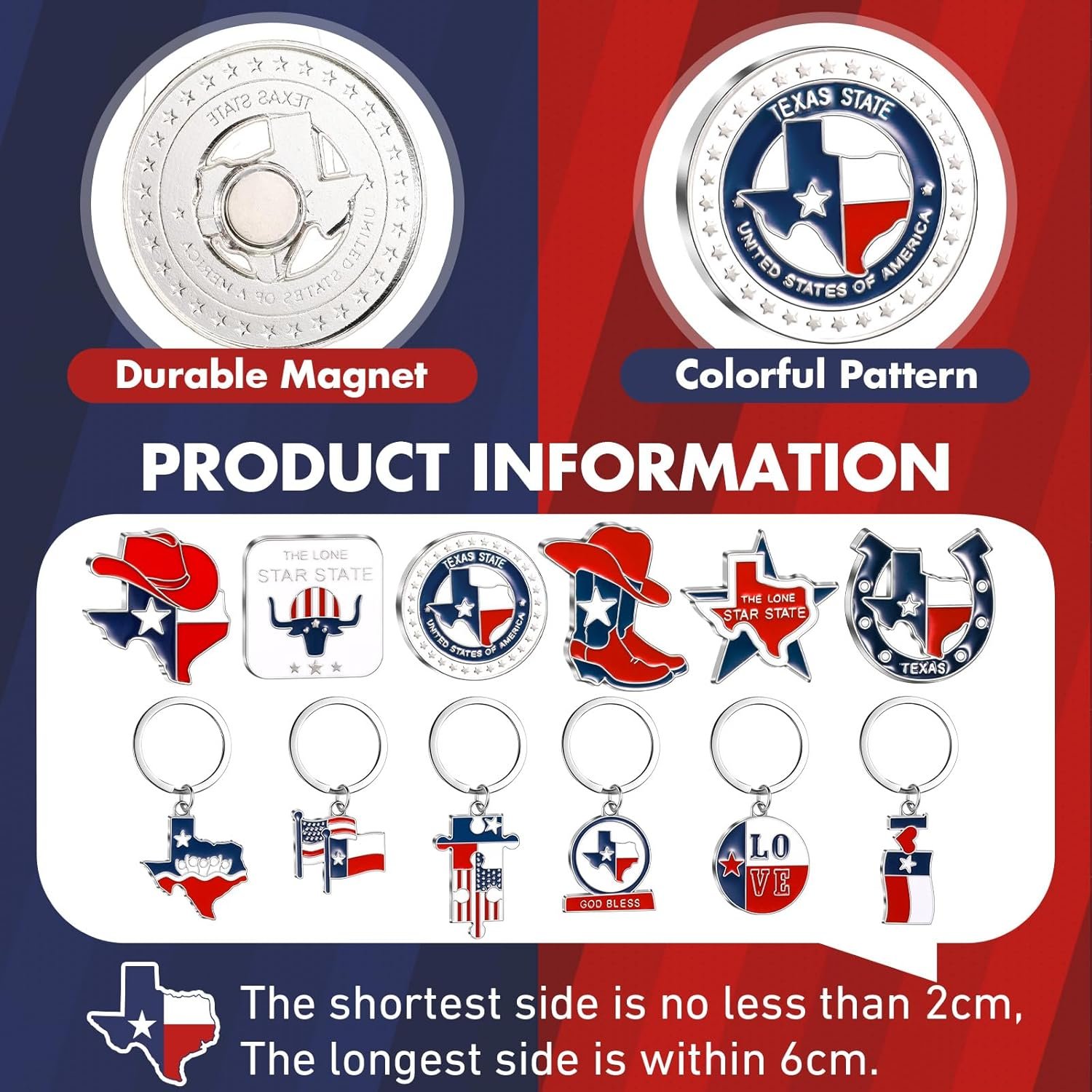 wholesale konohan 24 pcs texas keychain magnet set texas gifts souvenirs lone star state shaped keychain fridge magnet texas collection factory & supplier oem