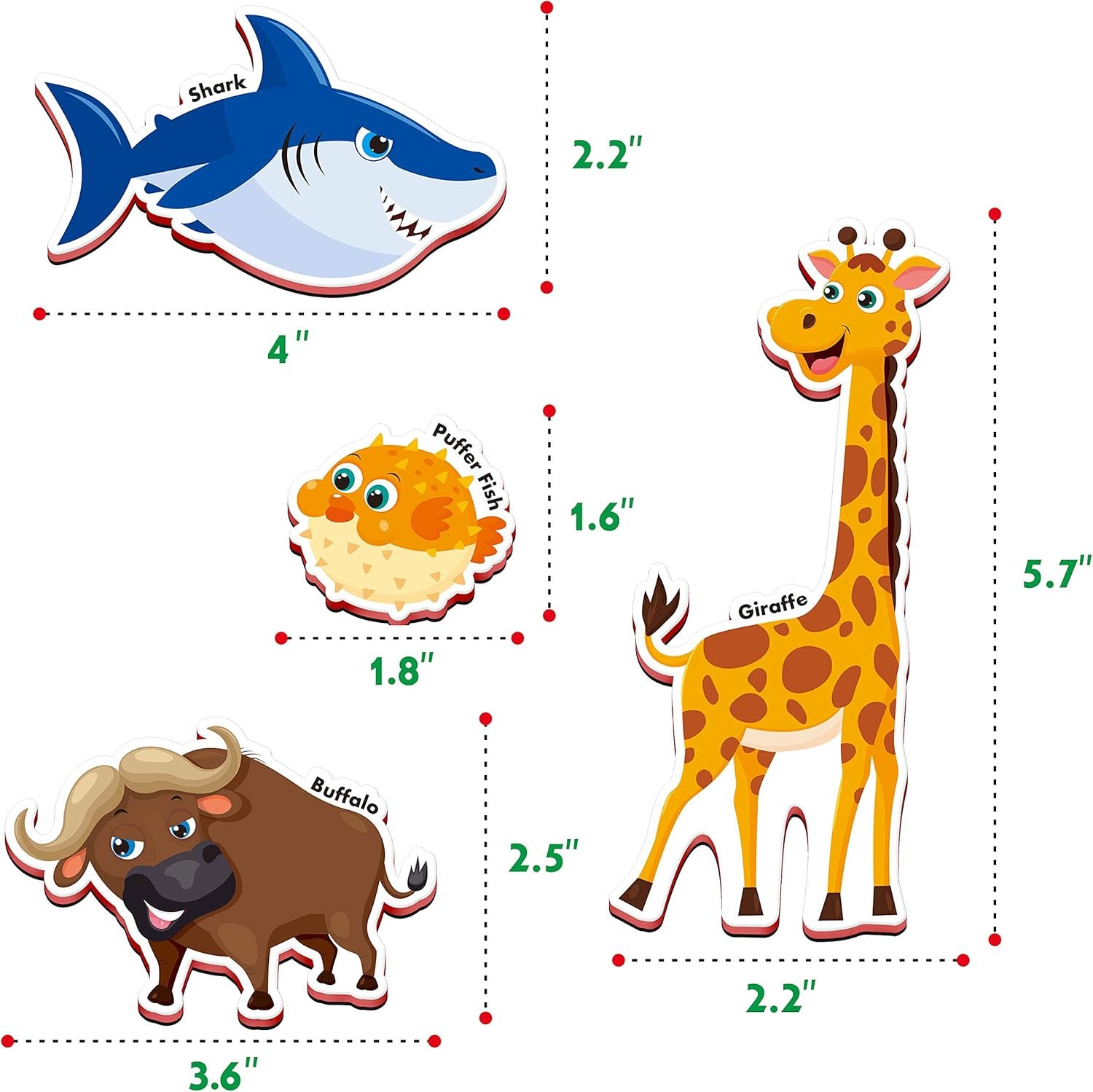 wholesale spritegru 60 pcs cartoon animals zoo magnets for toddlers kids, perfect preschool learning factory & supplier oem