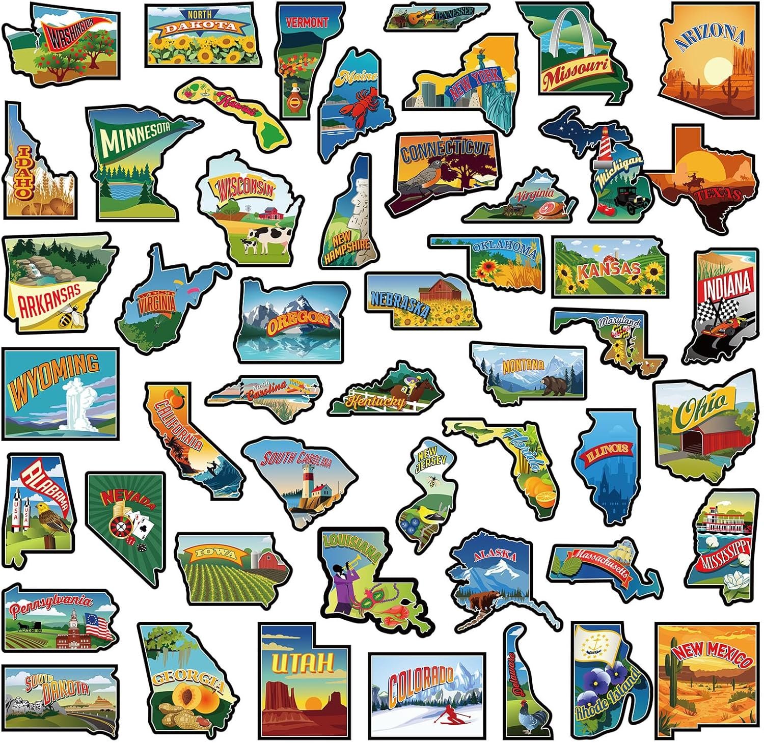 wholesale xuhal 50 pcs united states map fridge magnets usa souvenirs us individual state & province refrigerator magnets set for travel gift destination of states visited, will not fit to become a map factory & supplier oem