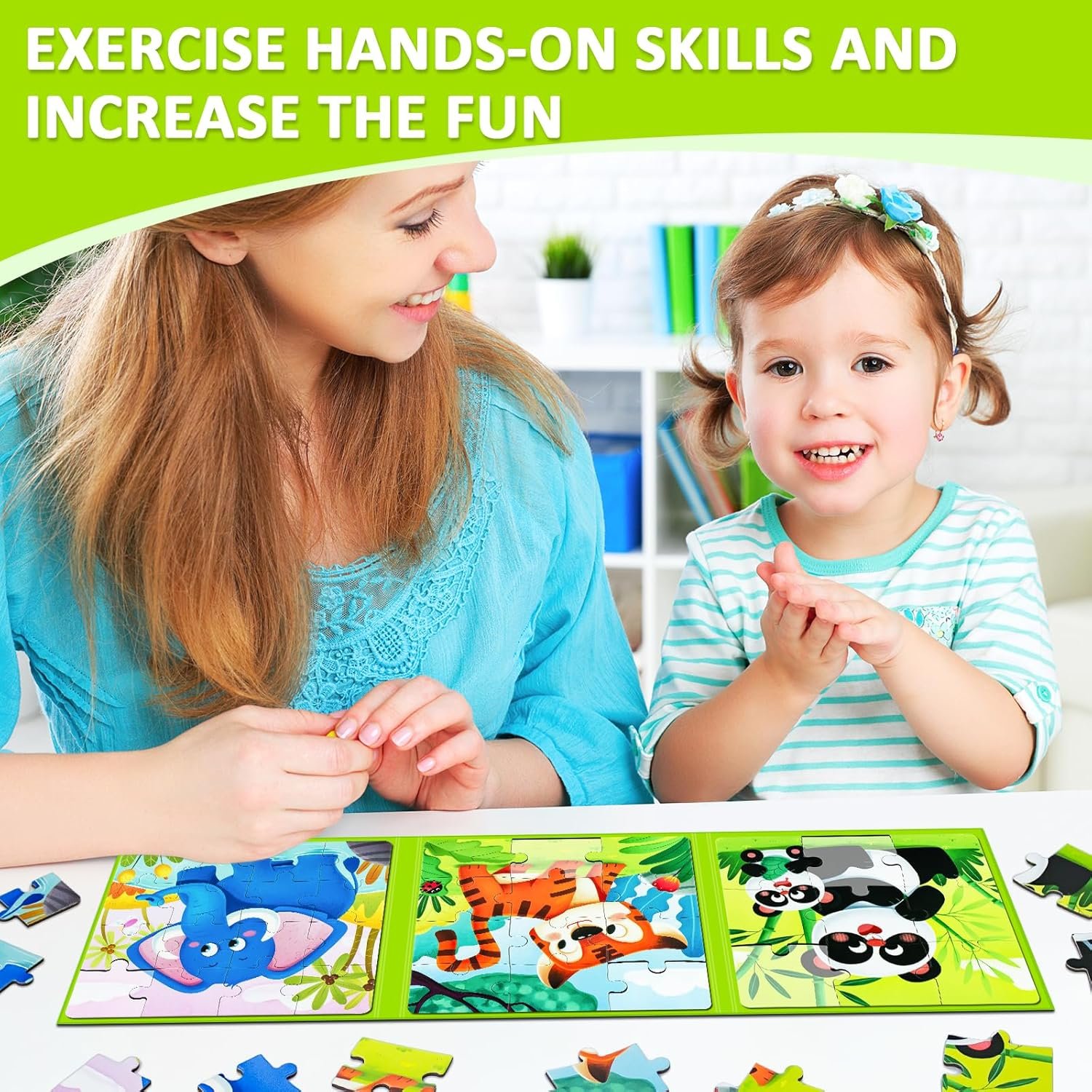 wholesale magnetic puzzles for toddler ages 3-5, 3 in 1 animals magnet puzzle book, montessori preschool learning toy, travel toys and travel games for 3-5 year olds boys and girls factory & supplier oem