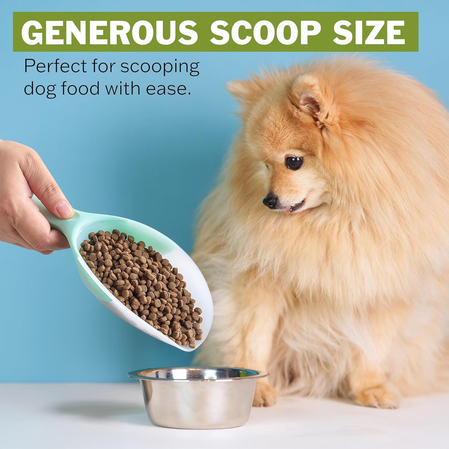 wholesale spring chef dog food scoop, contoured translucent flexi-plastic pet food scooper with soft grip handle, kitchen magnetic ice scoop for freezer, ice machine, popcorn, flour, coffee bean - mint factory & supplier oem