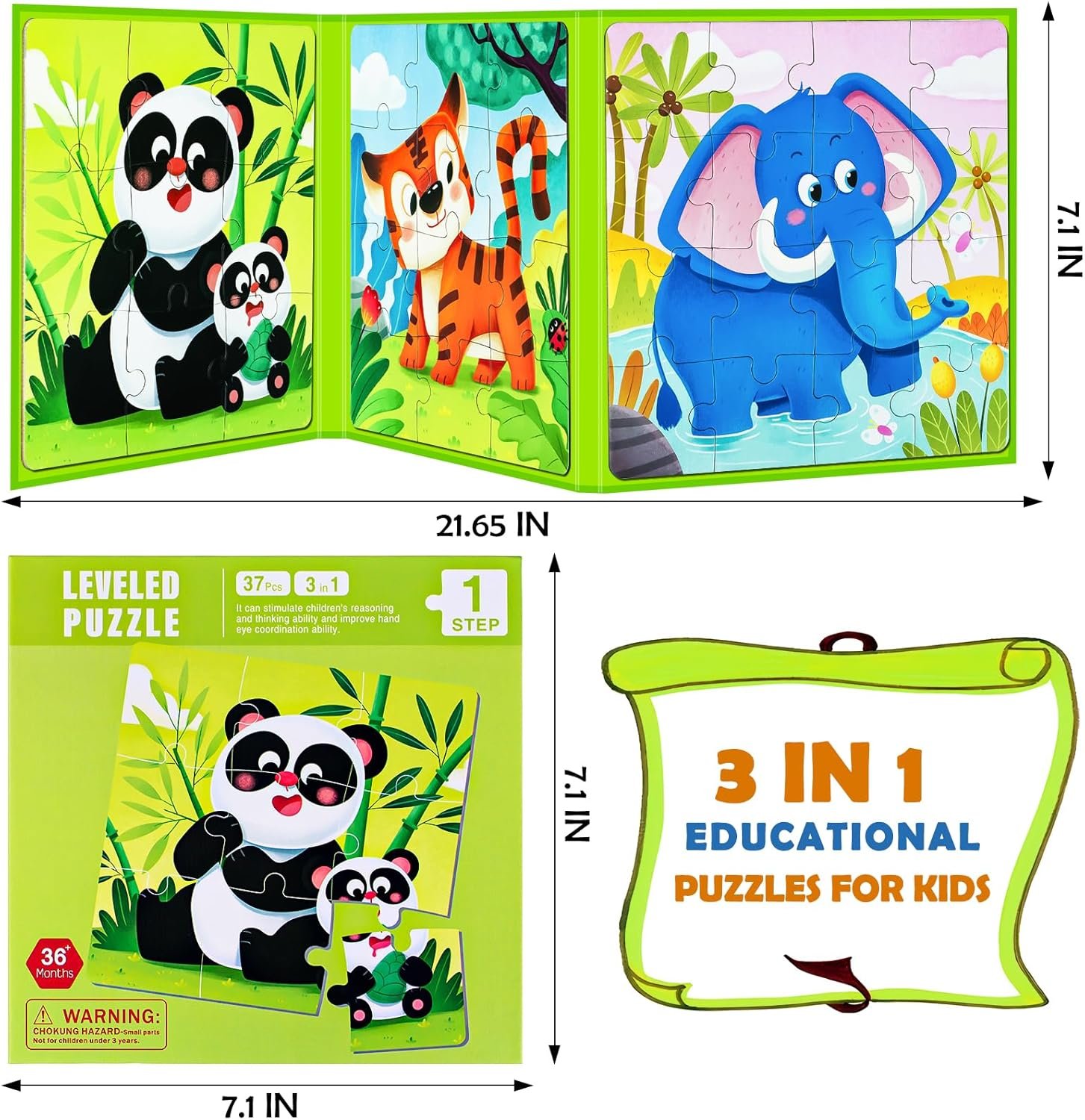 wholesale magnetic puzzles for toddler ages 3-5, 3 in 1 animals magnet puzzle book, montessori preschool learning toy, travel toys and travel games for 3-5 year olds boys and girls factory & supplier oem