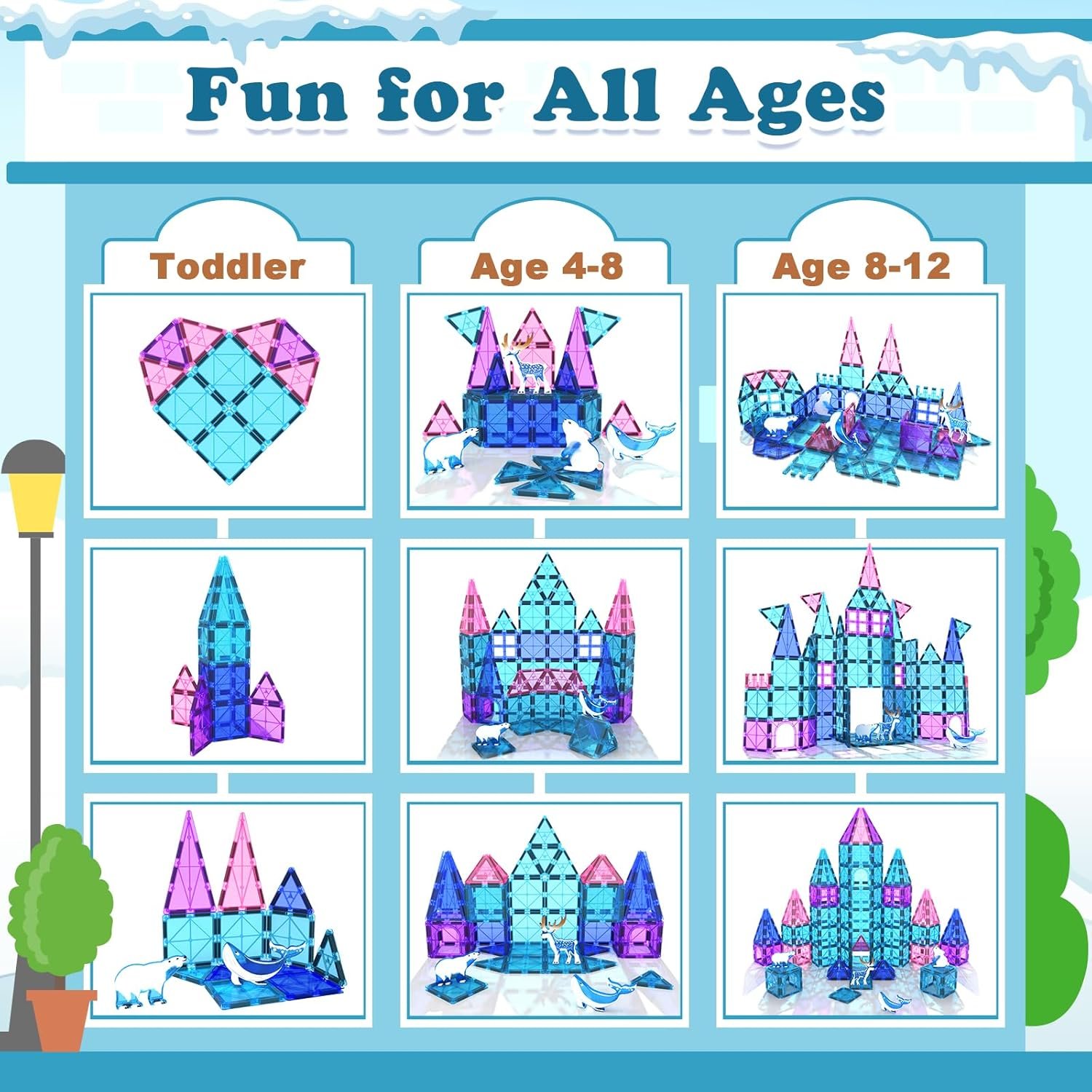 wholesale magnetic tiles arctic animal magnet tiles toddler toys for girls ages 3-5 4-7 6-8 pretend play magnetic building blocks kids toys gifts for 3+ year old stem learning and fun factory & supplier oem