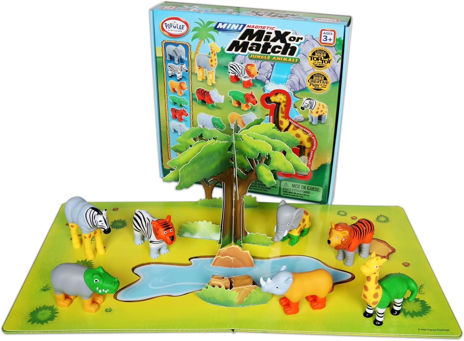 wholesale popular playthings mini magnetic mix or match animal toys with pop-up playmat, set of 7 - jungle factory & supplier oem