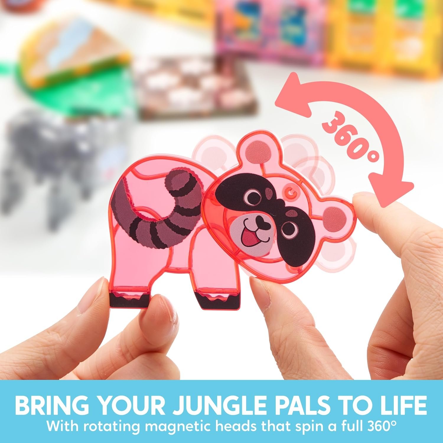 wholesale syncfun magnetic building tiles jungle animal set for kids, 50pcs including 7 cute animals, educational stem toy for boys & girls ages 3-5 4-8, christmas birthday party gift for toddlers factory & supplier oem