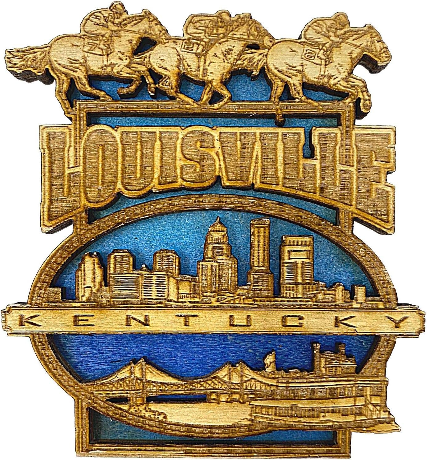 wholesale louisville, kentucky souvenir magnets, carved wood kitchen decor for fridge, whiteboards, 3.25 inches factory & supplier oem
