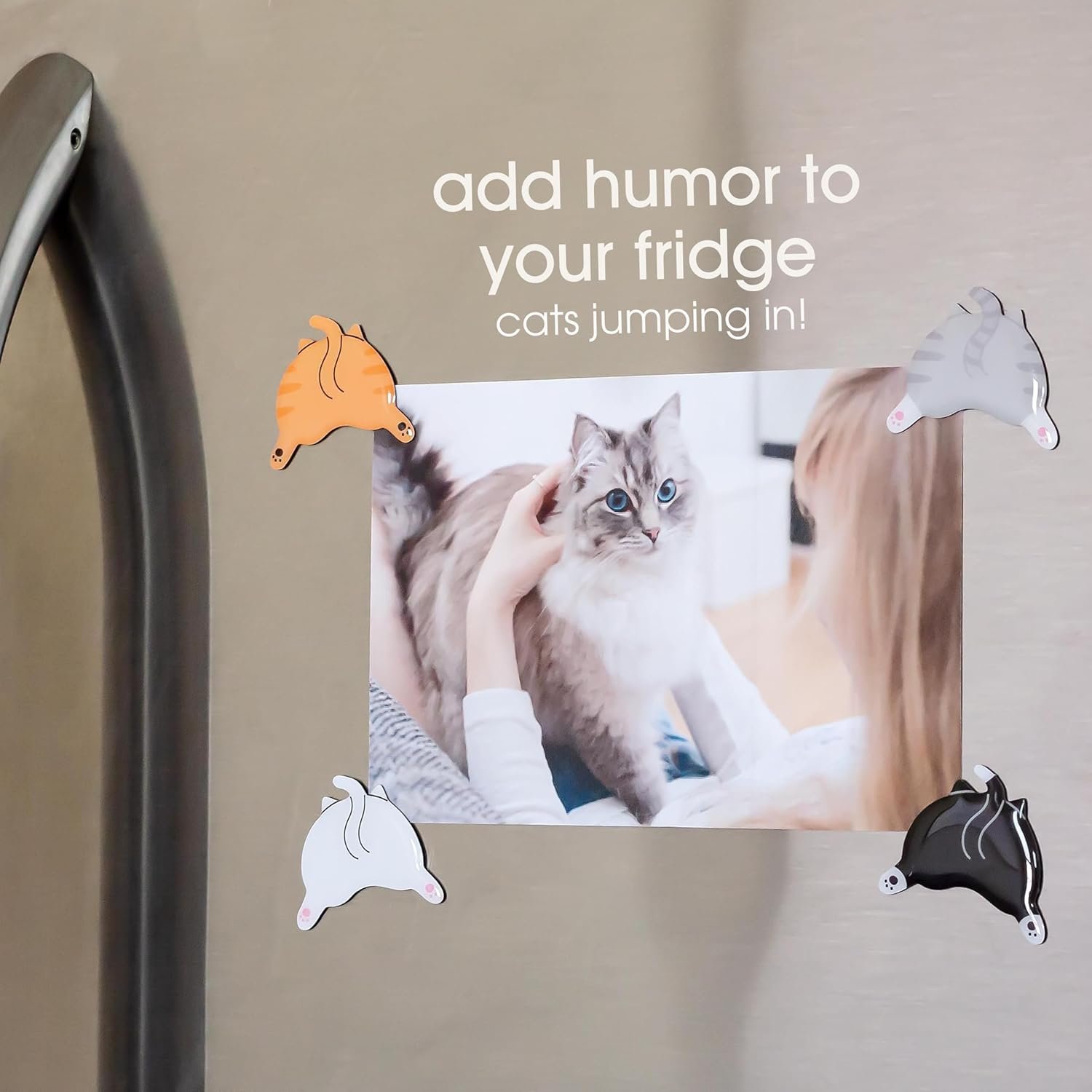 wholesale pearhead cat bum kitchen magnets, pet themed refrigerator magnets, funny novelty gift for cat lovers and pet parents, ideal decor for home, school locker and office whiteboard, set of 4 factory & supplier oem