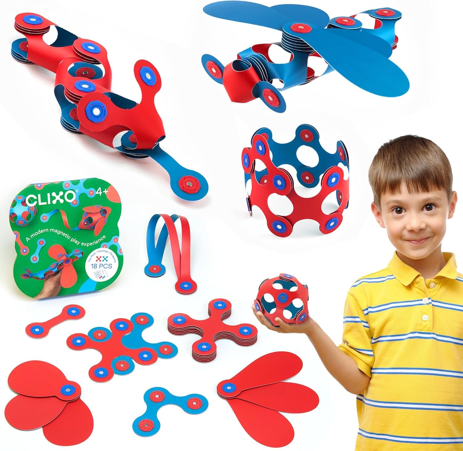 wholesale clixo itsy magnetic toy for kids - flexible, durable, imagination-boosting magnet building toy. educational multi-sensory stem experience. great as a travel game. ages 4-99. 18 piece pack factory & supplier oem
