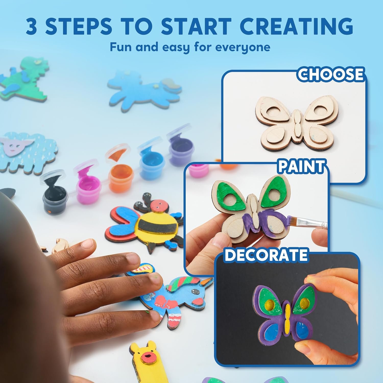 wholesale joyin 12 wooden magnet creativity arts & crafts painting kit for kids, decorate your own painting gift for easter basket stuffers, birthday parties and family crafts, party favors for boys girls factory & supplier oem