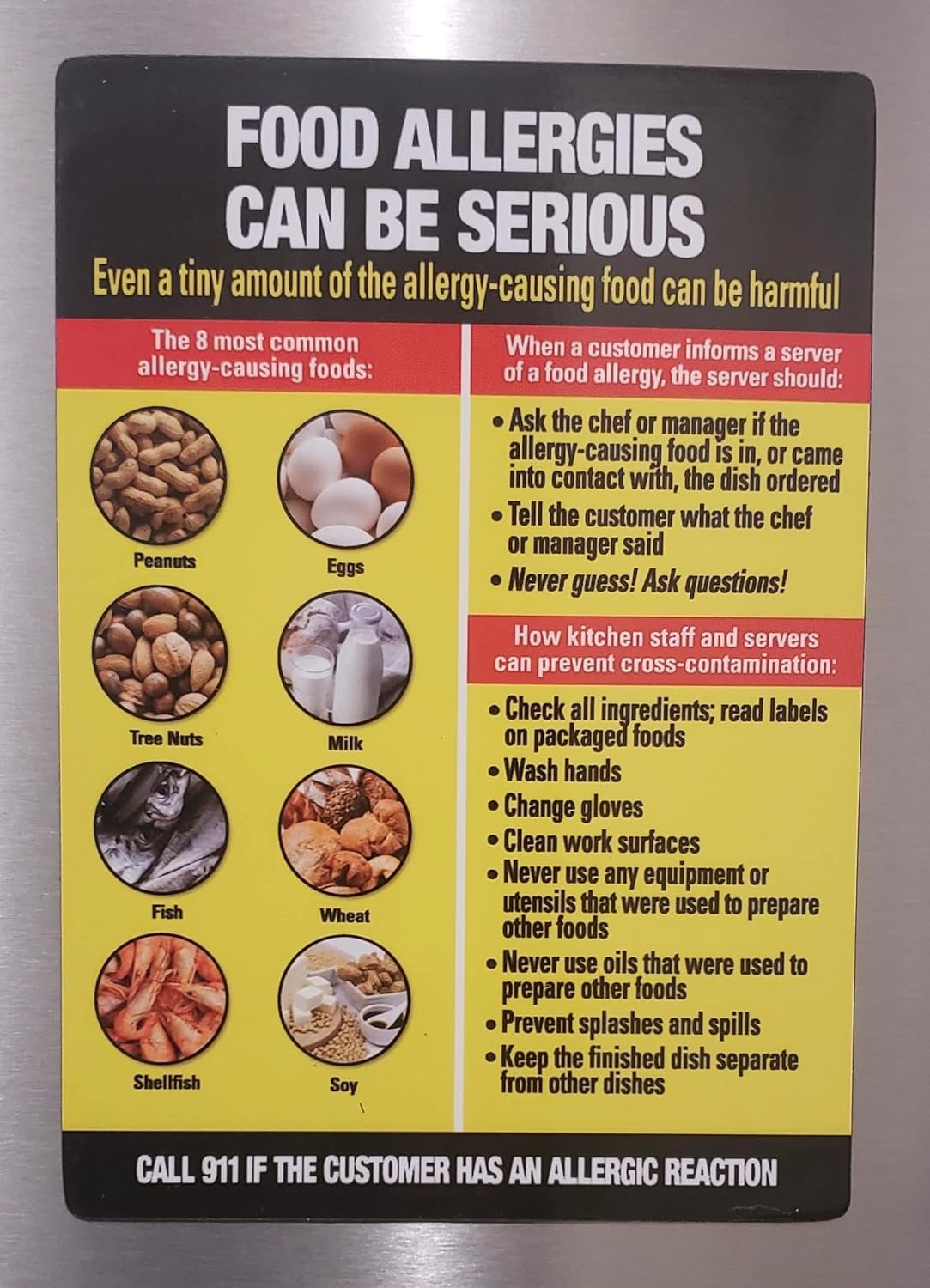 wholesale restaurant choking magnet sign and restaurant food allergies magnet poster (refregirator magent, 7x10 inch, light blue, two(2) magnet signs) factory & supplier oem