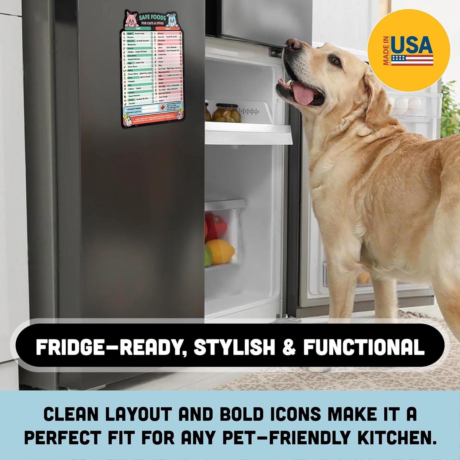 wholesale magnetic safe foods guide for dogs and cats | pet food safety magnet | cat & dog safety emergency numbers | 8.5