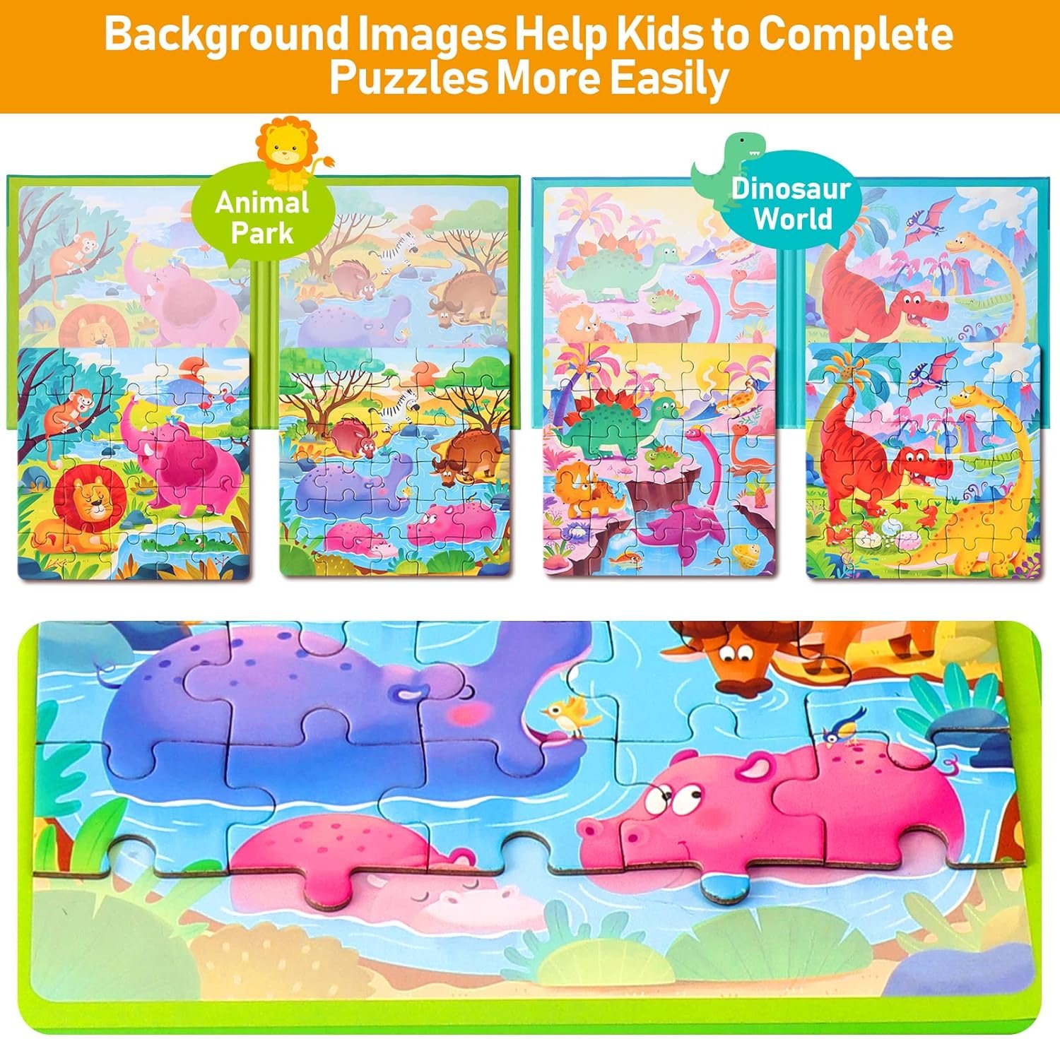 wholesale magnetic puzzles for kids ages 3-5, two-book set, dinosaur animal jigsaw puzzle magnet books travel games montessori preschool learning activities toddler toys for 3 4 5 6 year old boys girls factory & supplier oem