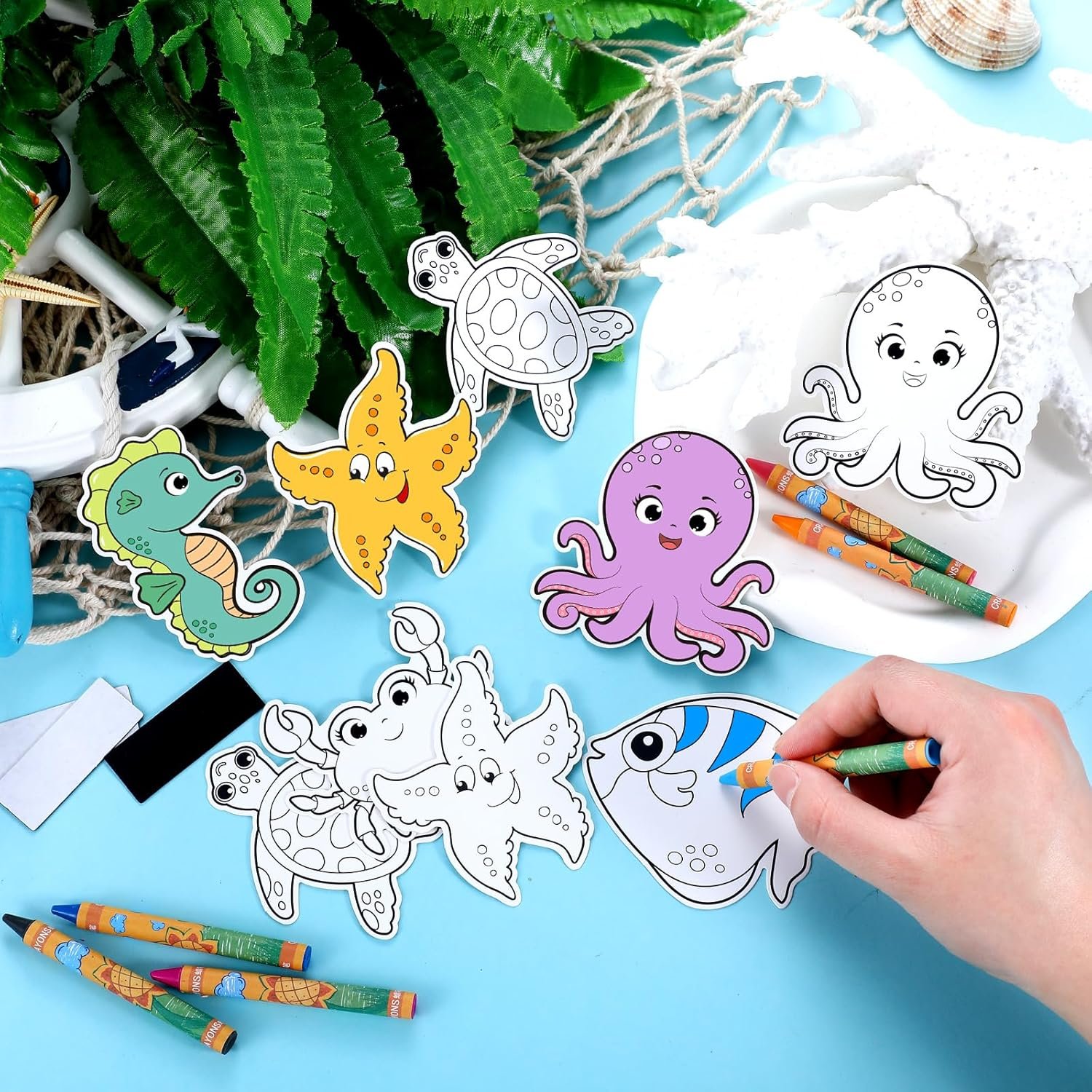 wholesale 30 sets ocean animals crafts for kids color your own under the sea magnets kit diy coloring sea animals magnet craft ornaments for school classroom home activities summer animals art party favors factory & supplier oem