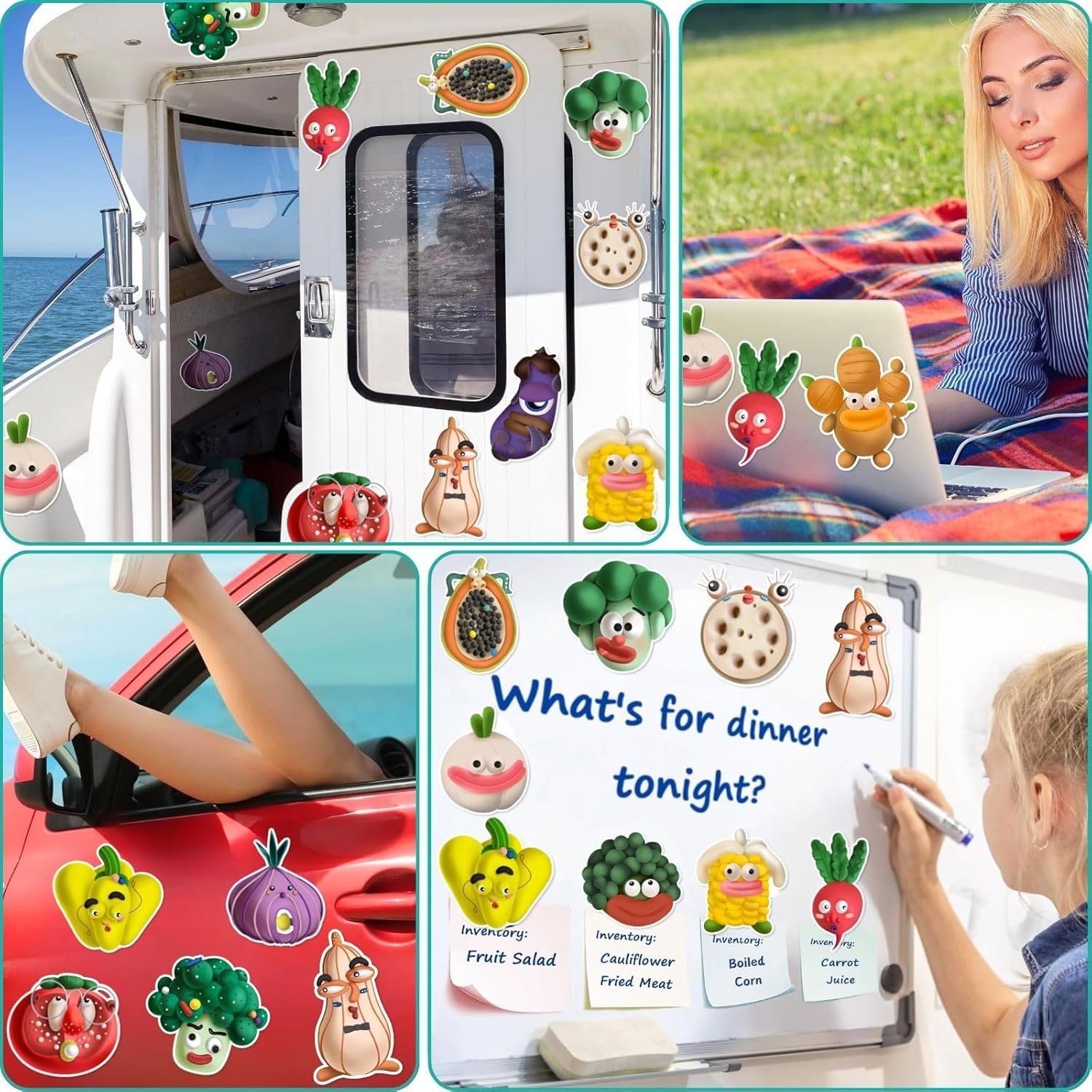 wholesale funny vegetable magnetic decorative stickers set of 16, novelty veggie tales cruise cabin door magnets, vegan decorative fridge magnets car stickers for adults kids funny gag gifts factory & supplier oem