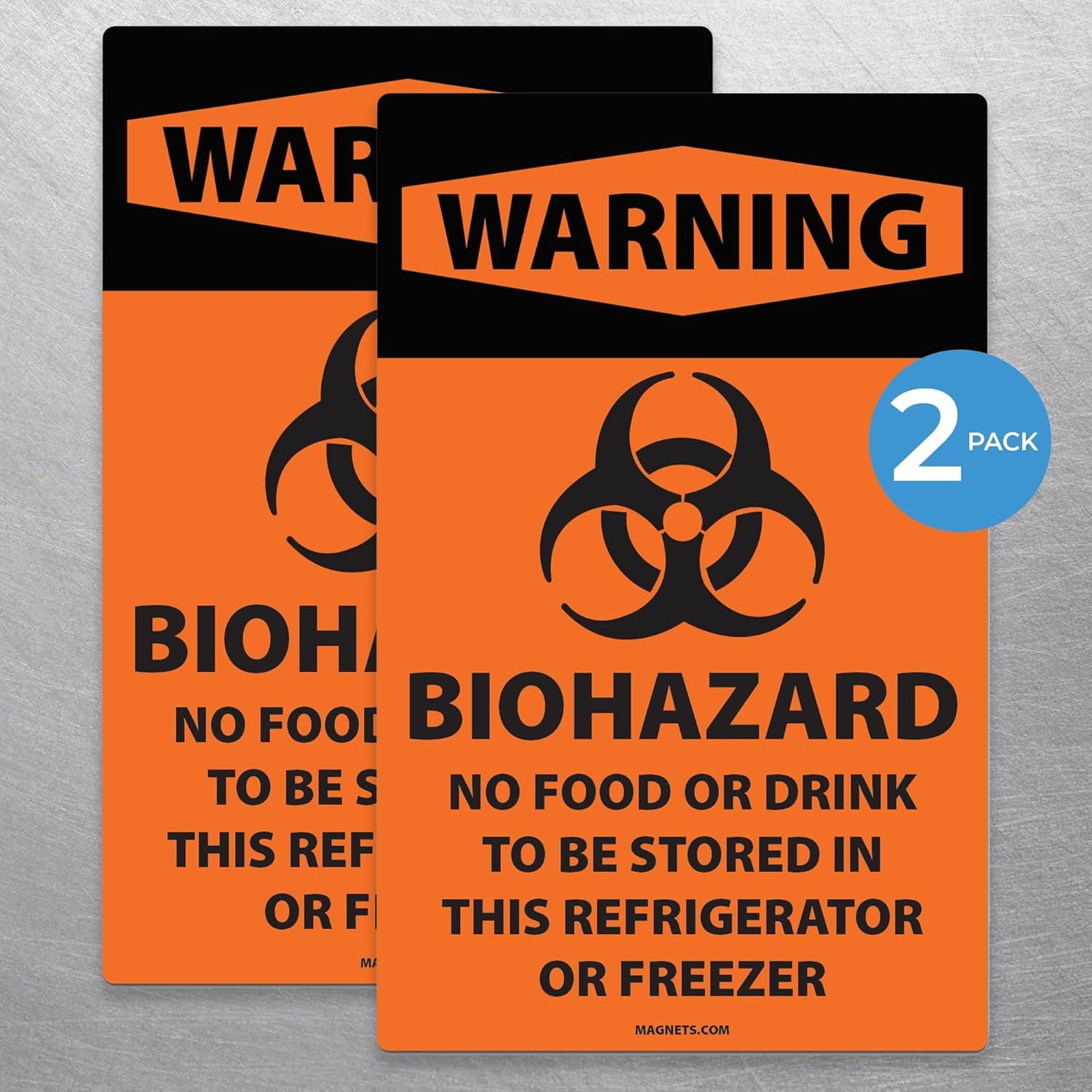wholesale 2-pack biohazard magnetic signs – no food or drink stored in this refrigerator or freezer – osha compliant safety magnets – made in usa factory & supplier oem