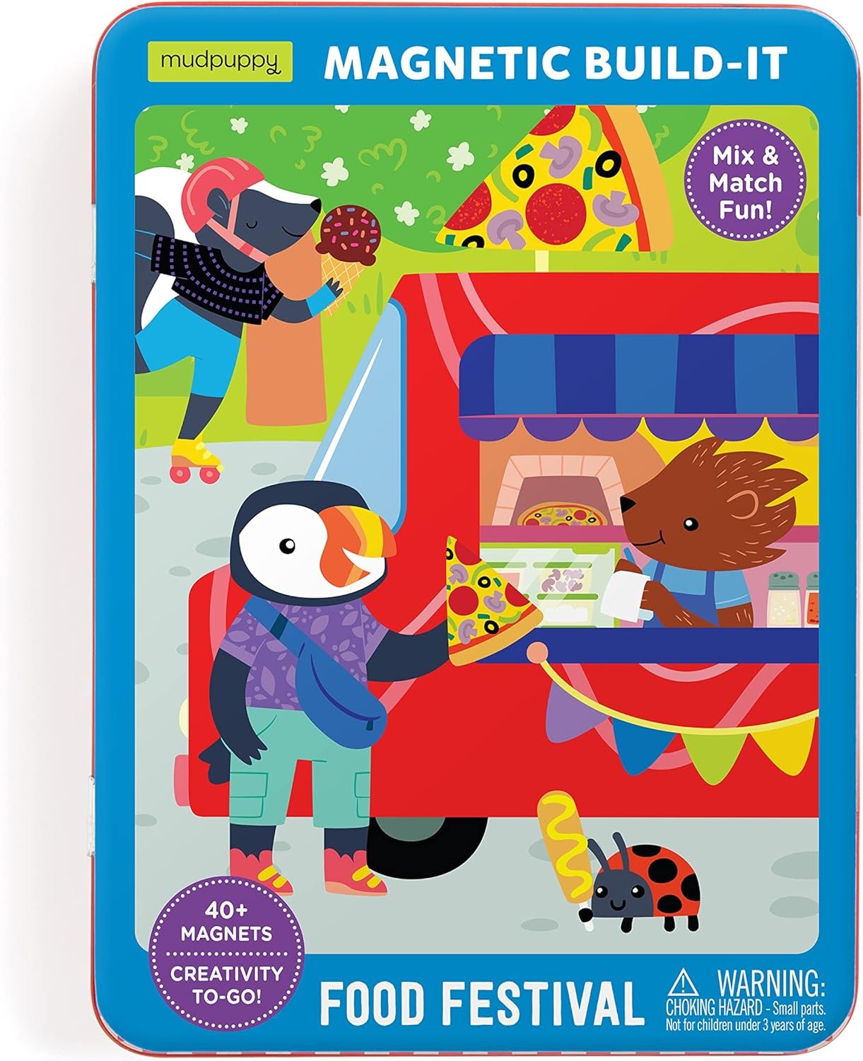 wholesale mudpuppy food truck festival – magnetic play set travel friendly game with illustrated food truck background scenes including furry characters and over 40 mix and match magnets for ages 4 and up factory & supplier oem