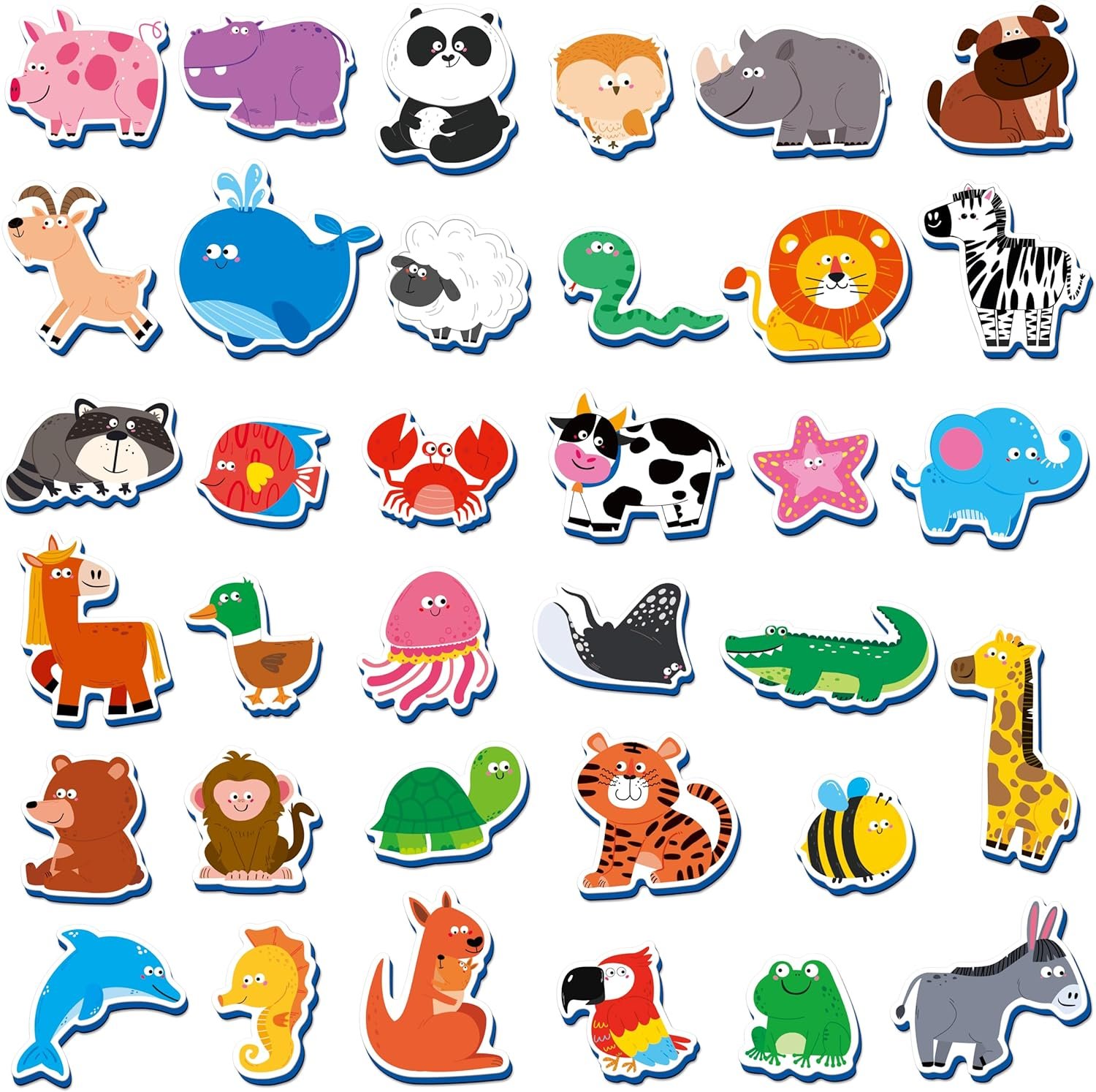 wholesale 35 pcs animal magnets, adorable magnetic animal -wild animal, farm animal & marine animal-thick foam refrigerator magnets cute educational learning toys for kids 3+ factory & supplier oem