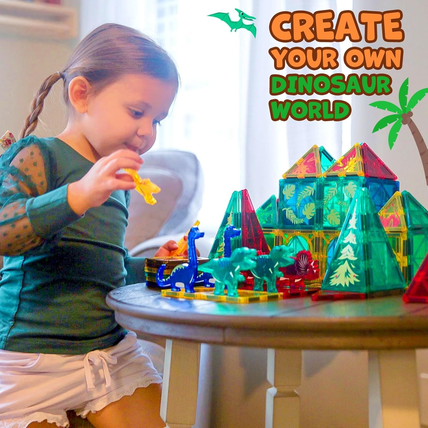 wholesale dinosaur toys magnetic tiles building blocks kids - dinosaur world stem magnet for toddlers creative construction play for 3+ year old boys girls ideal preschool learning sensory toys factory & supplier oem