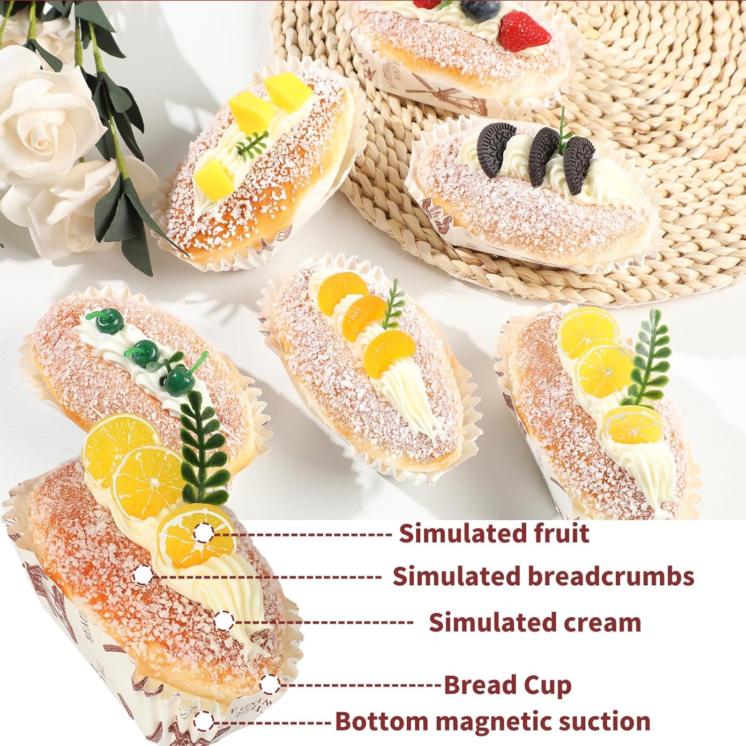 wholesale realistic play food magnets - fake cake, cupcake, donut & bakery décor - cute fridge magnets for kitchen, refrigerator, party decorations (br04) factory & supplier oem