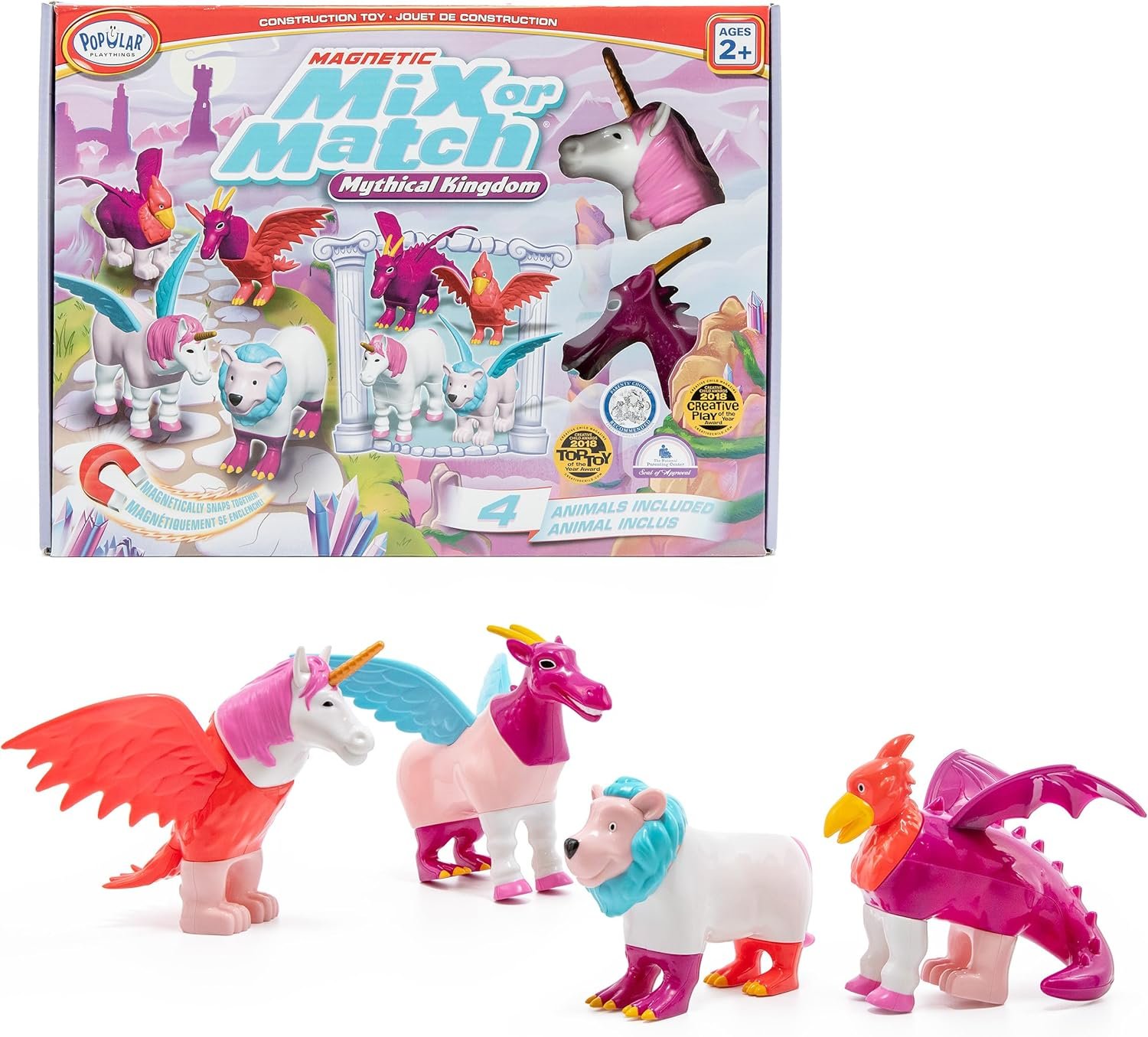 wholesale popular playthings magnetic mix or match pastel mythical kingdom toy play set, 15 pieces factory & supplier oem